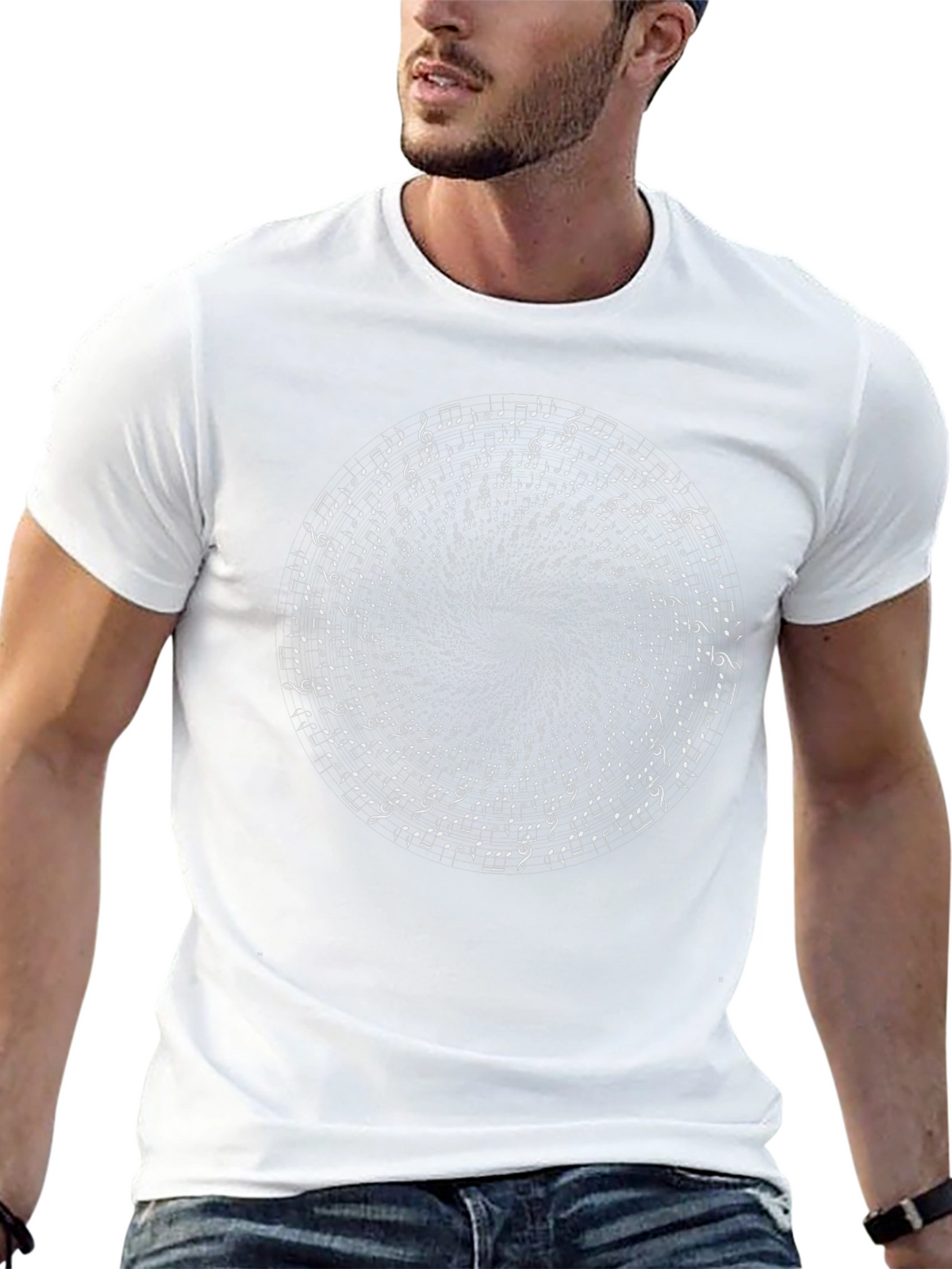 Musical Notes Vortex Graphic Tee - Black