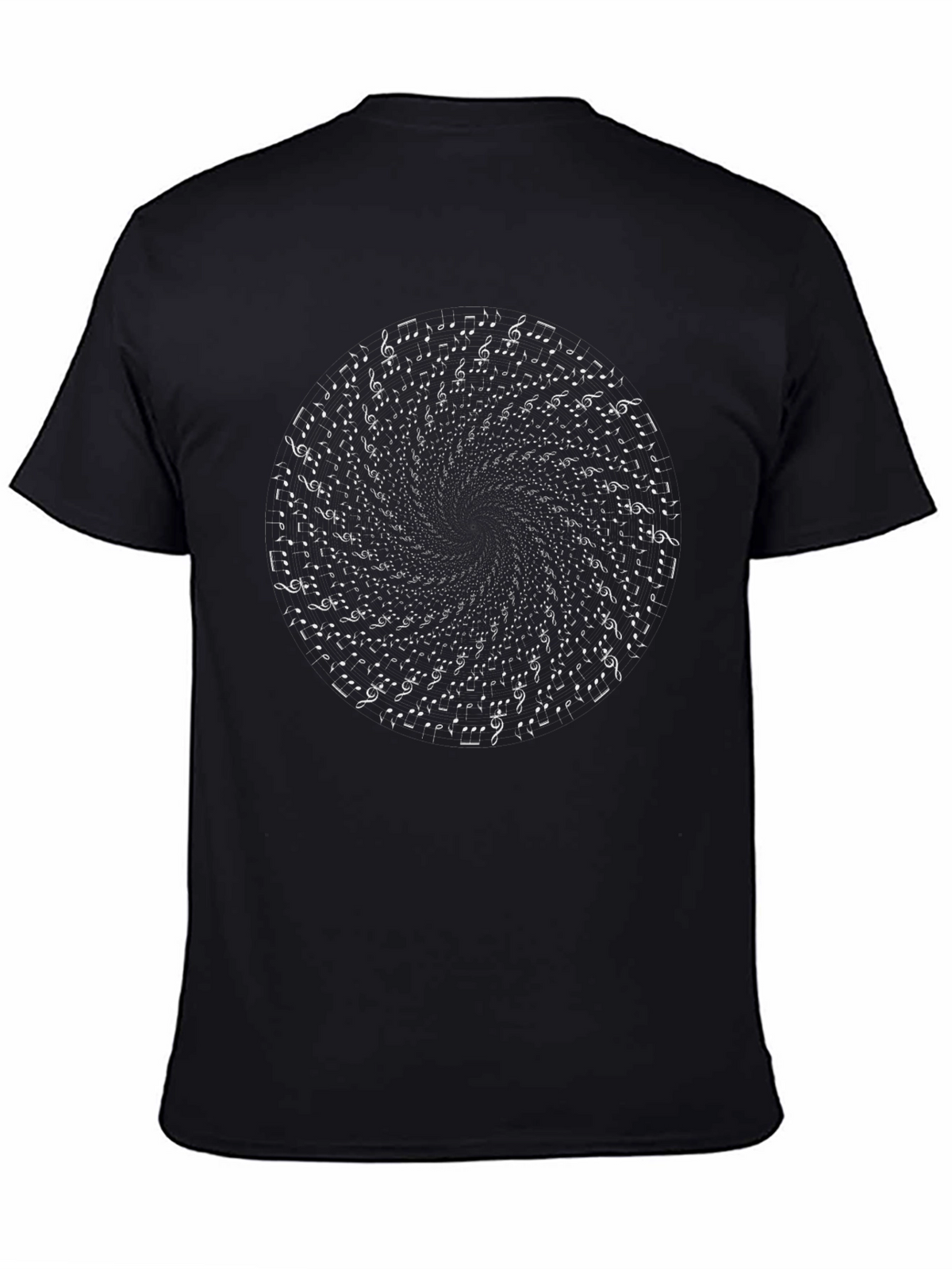 Musical Notes Vortex Graphic Tee - Black