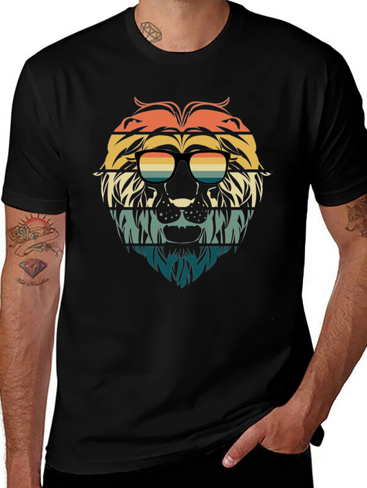 Retro Lion Graphic Tee - Stylish Animal Design T-Shirt