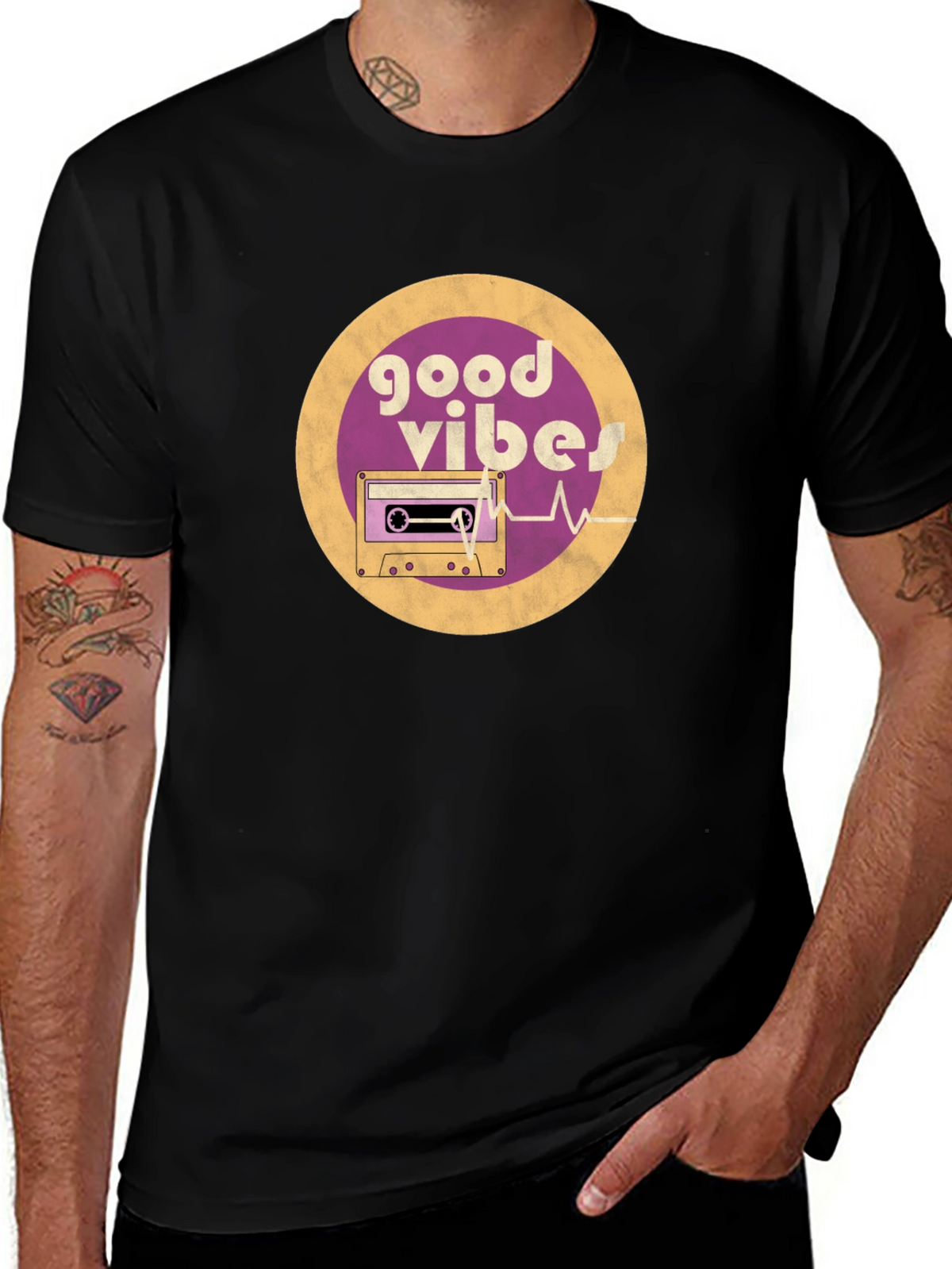 Good Vibes Cassette Tape Graphic Tee - Retro Style