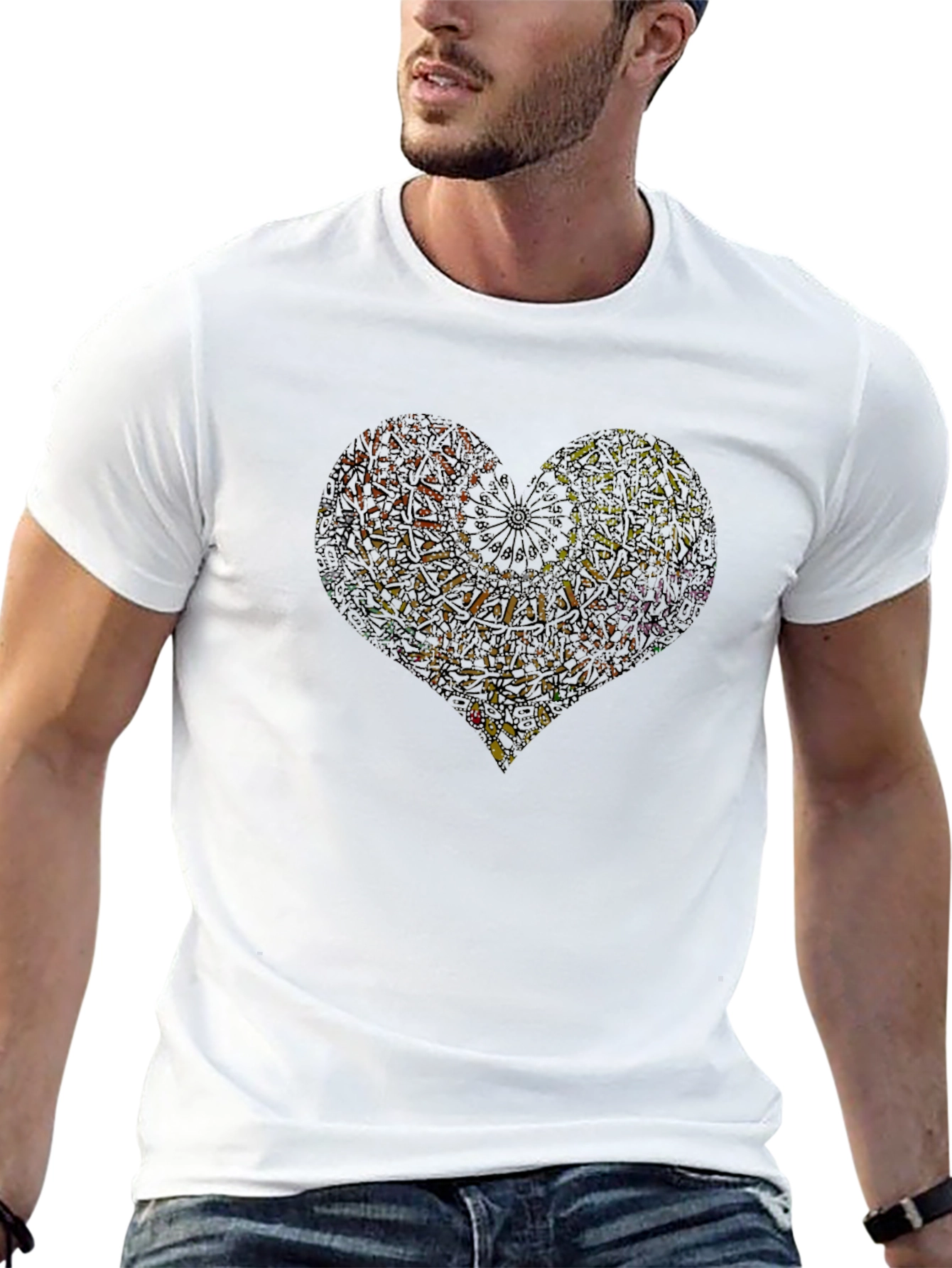 Abstract Heart Graphic Black T-Shirt
