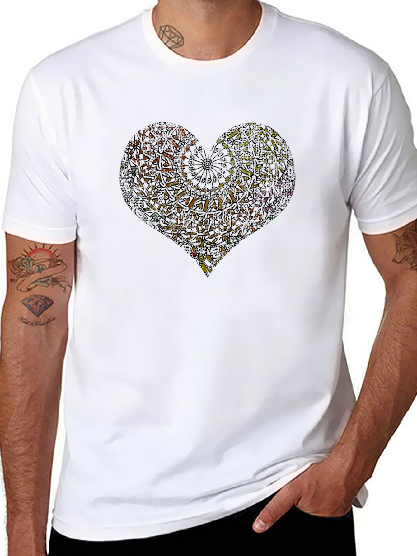 Abstract Heart Graphic Black T-Shirt