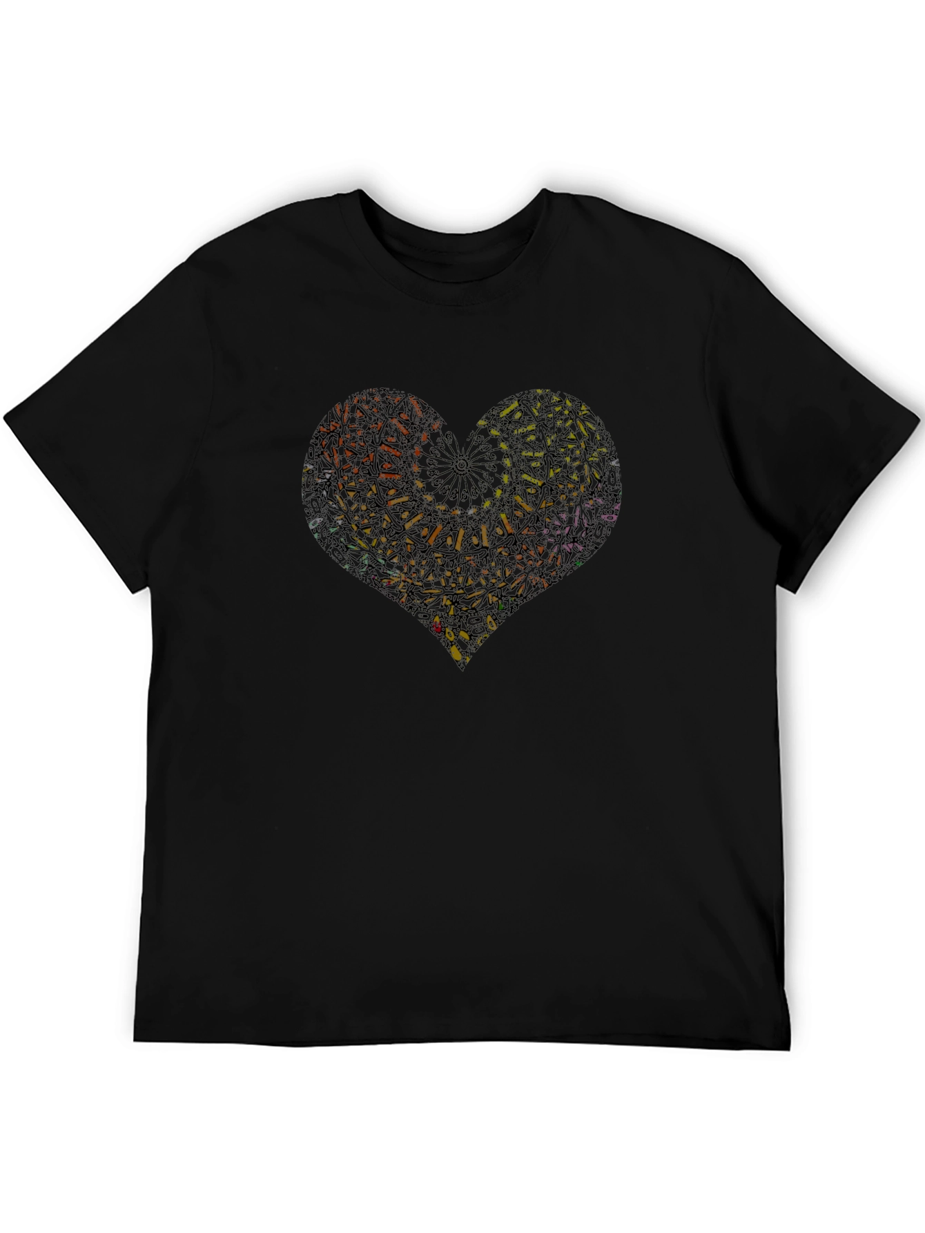 Abstract Heart Graphic Black T-Shirt