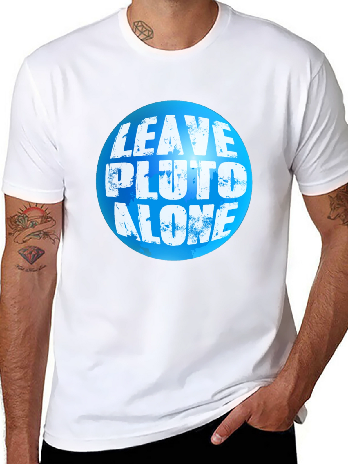 Leave Pluto Alone T-Shirt - Black Crew Neck Tee