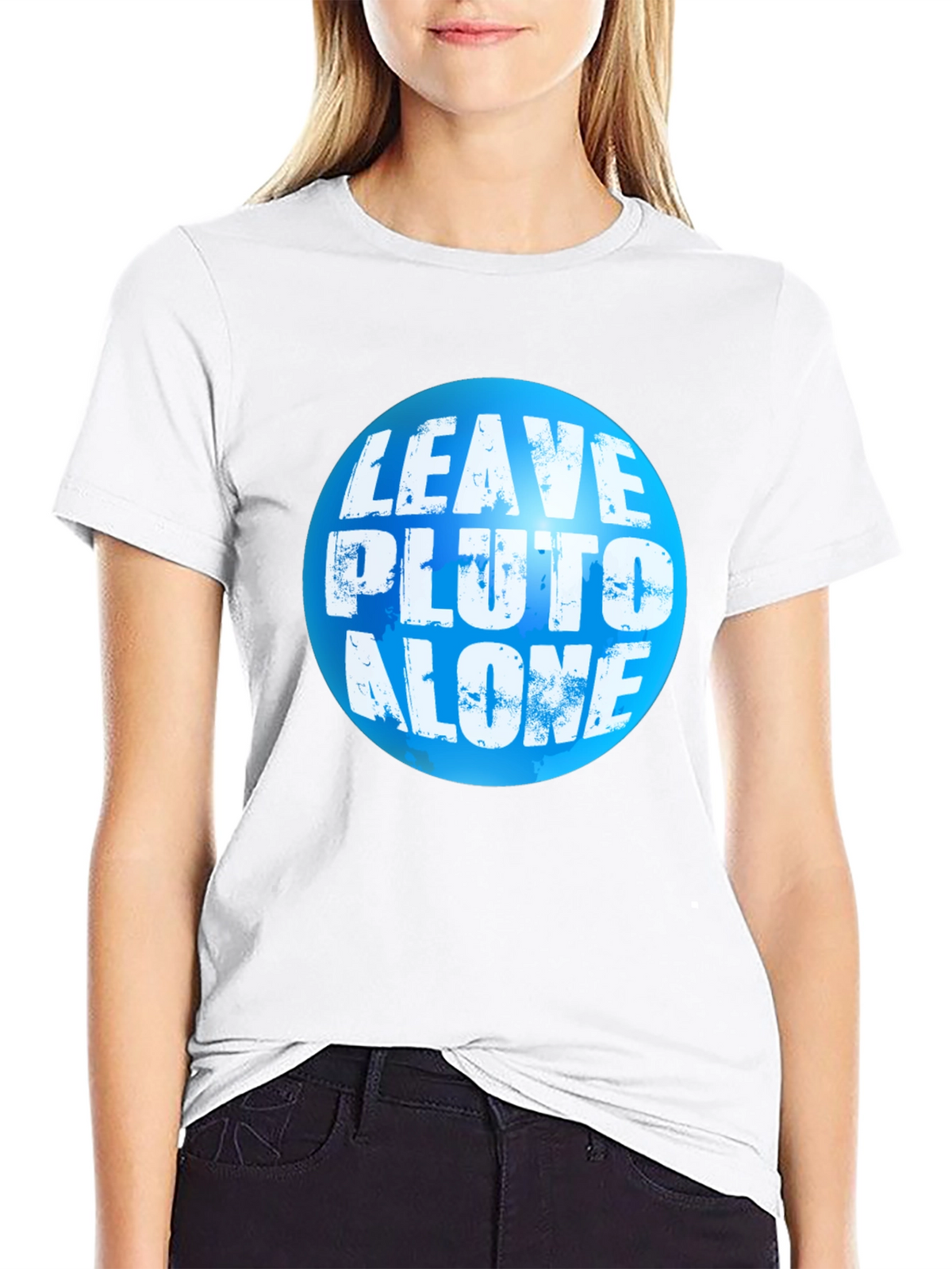 Leave Pluto Alone T-Shirt - Black Crew Neck Tee
