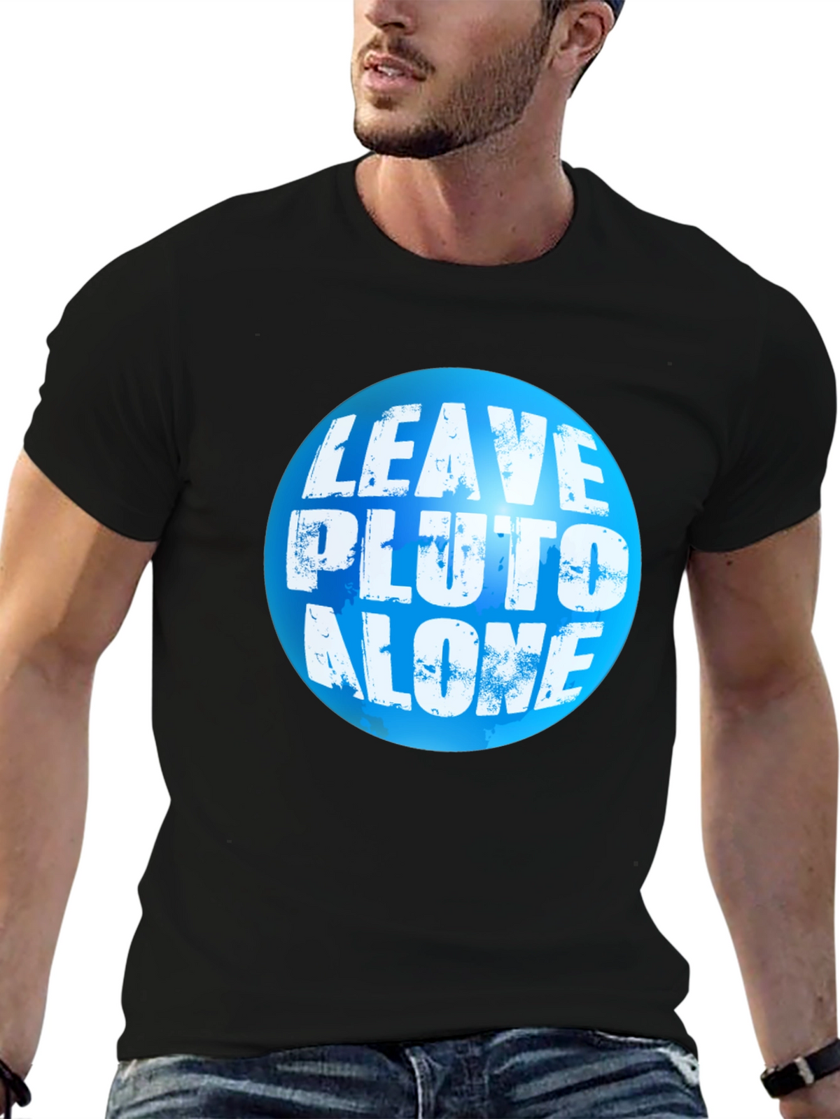 Leave Pluto Alone T-Shirt - Black Crew Neck Tee