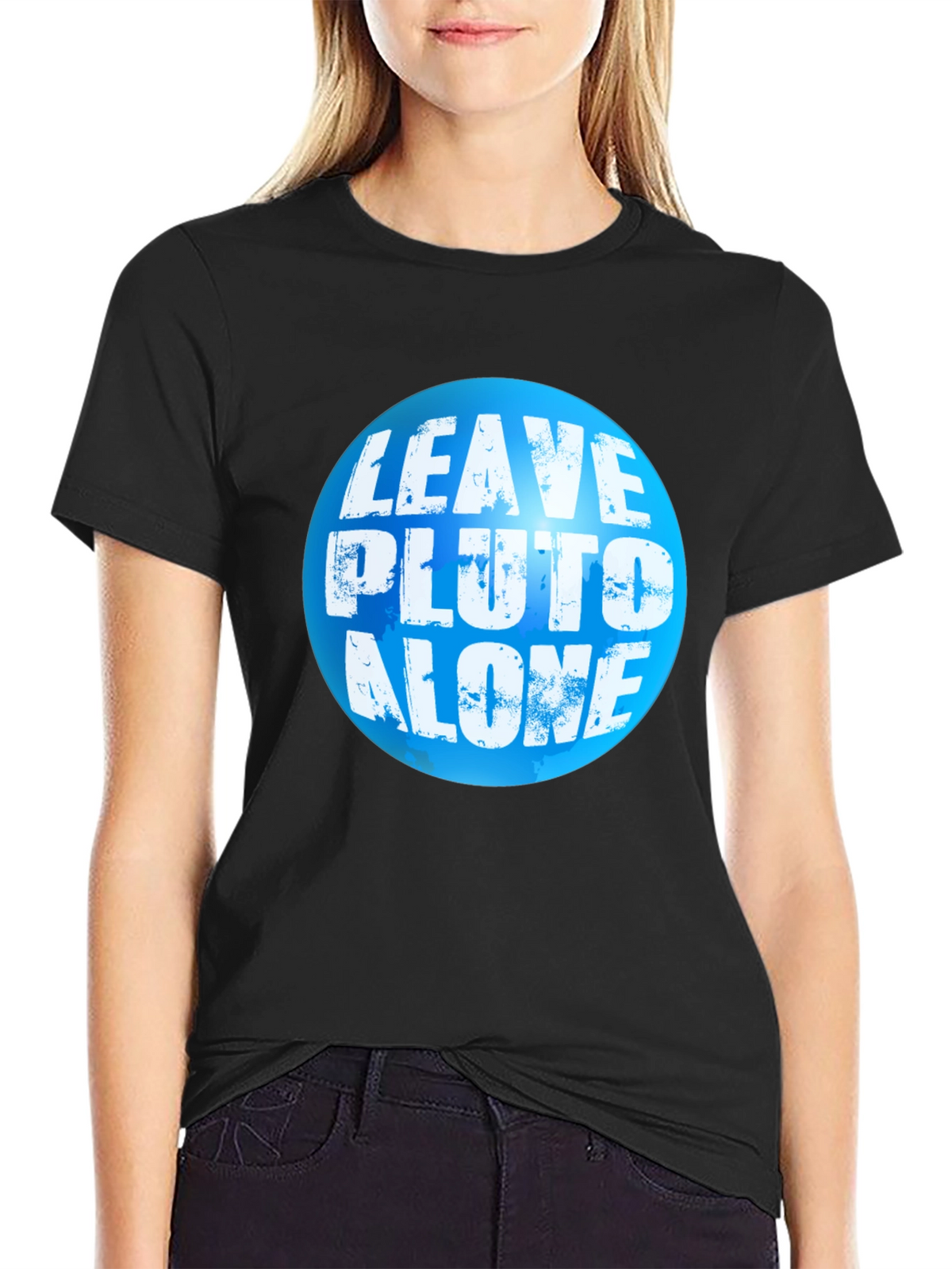 Leave Pluto Alone T-Shirt - Black Crew Neck Tee