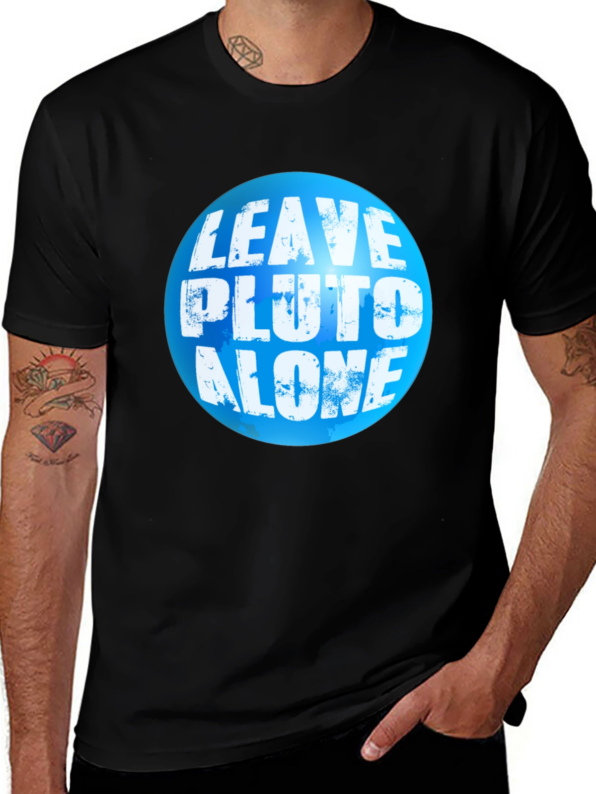 Leave Pluto Alone T-Shirt - Black Crew Neck Tee