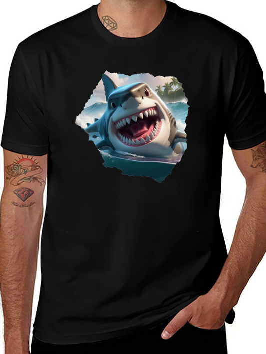 Shark Attack Graphic Tee - Mens Black T-Shirt
