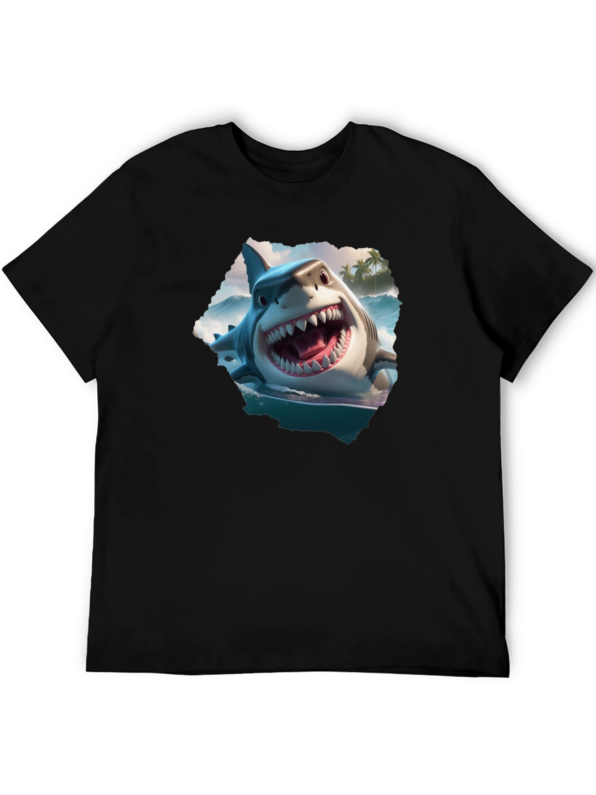 Shark Attack Graphic Tee - Mens Black T-Shirt