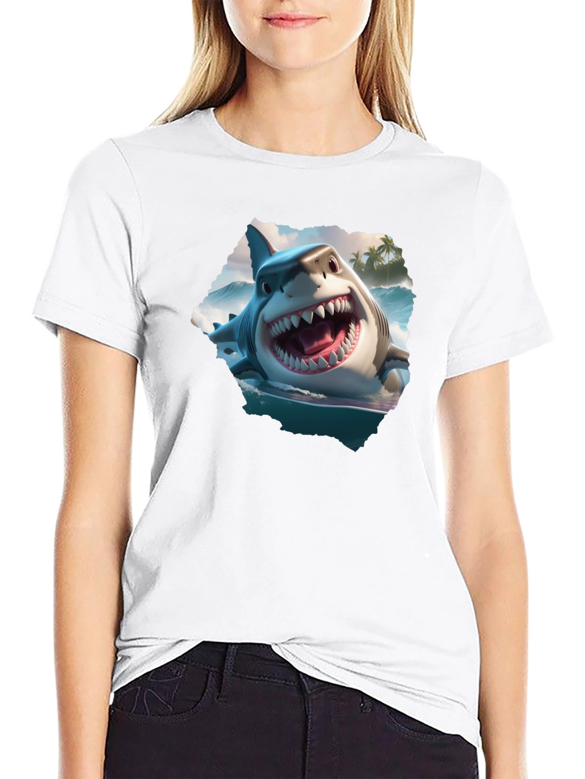 Shark Attack Graphic Tee - Mens Black T-Shirt