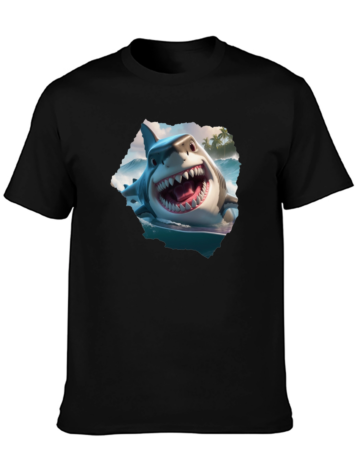 Shark Attack Graphic Tee - Mens Black T-Shirt