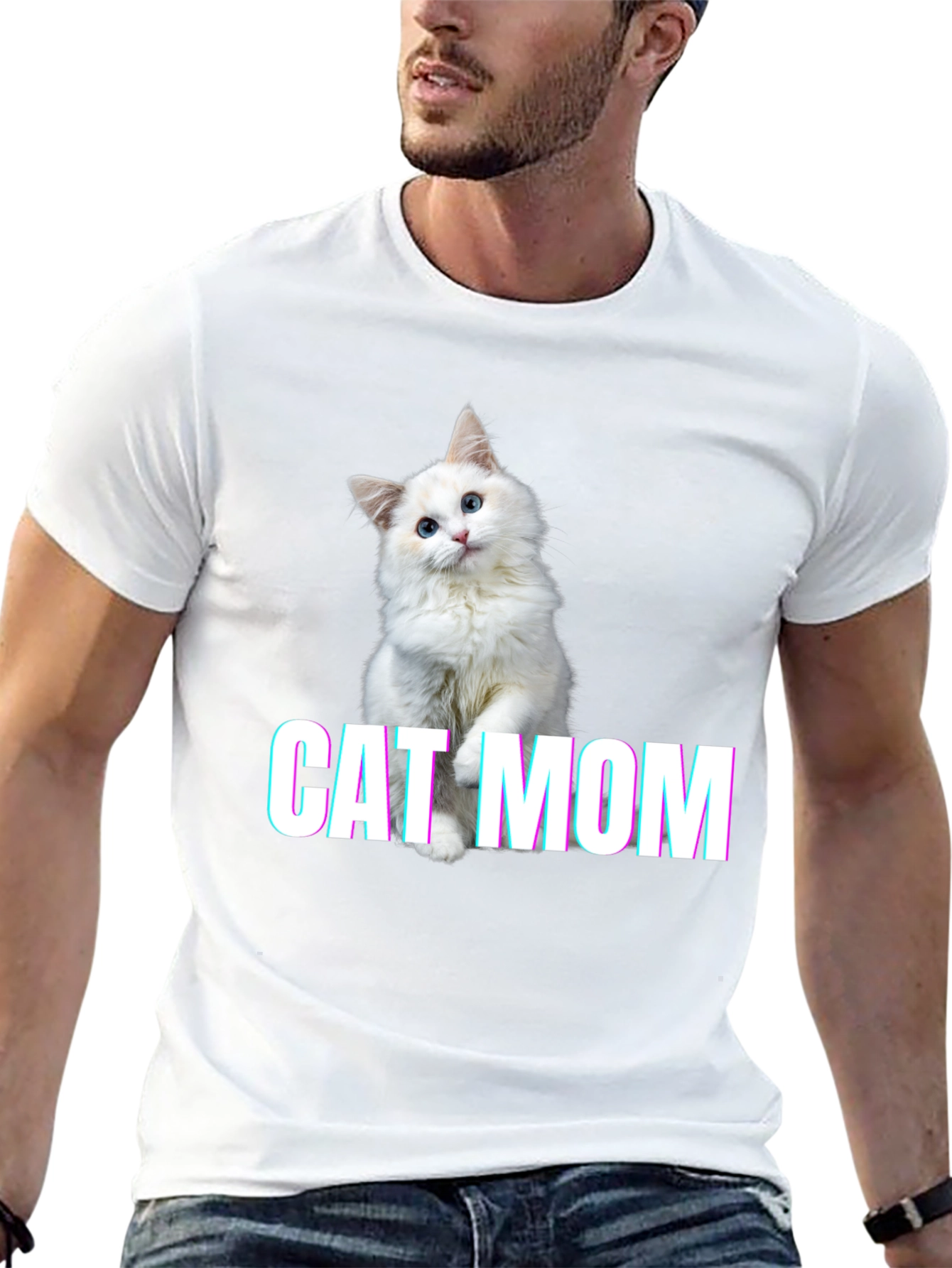 Cat Mom Graphic Tee - Soft Cotton Blend