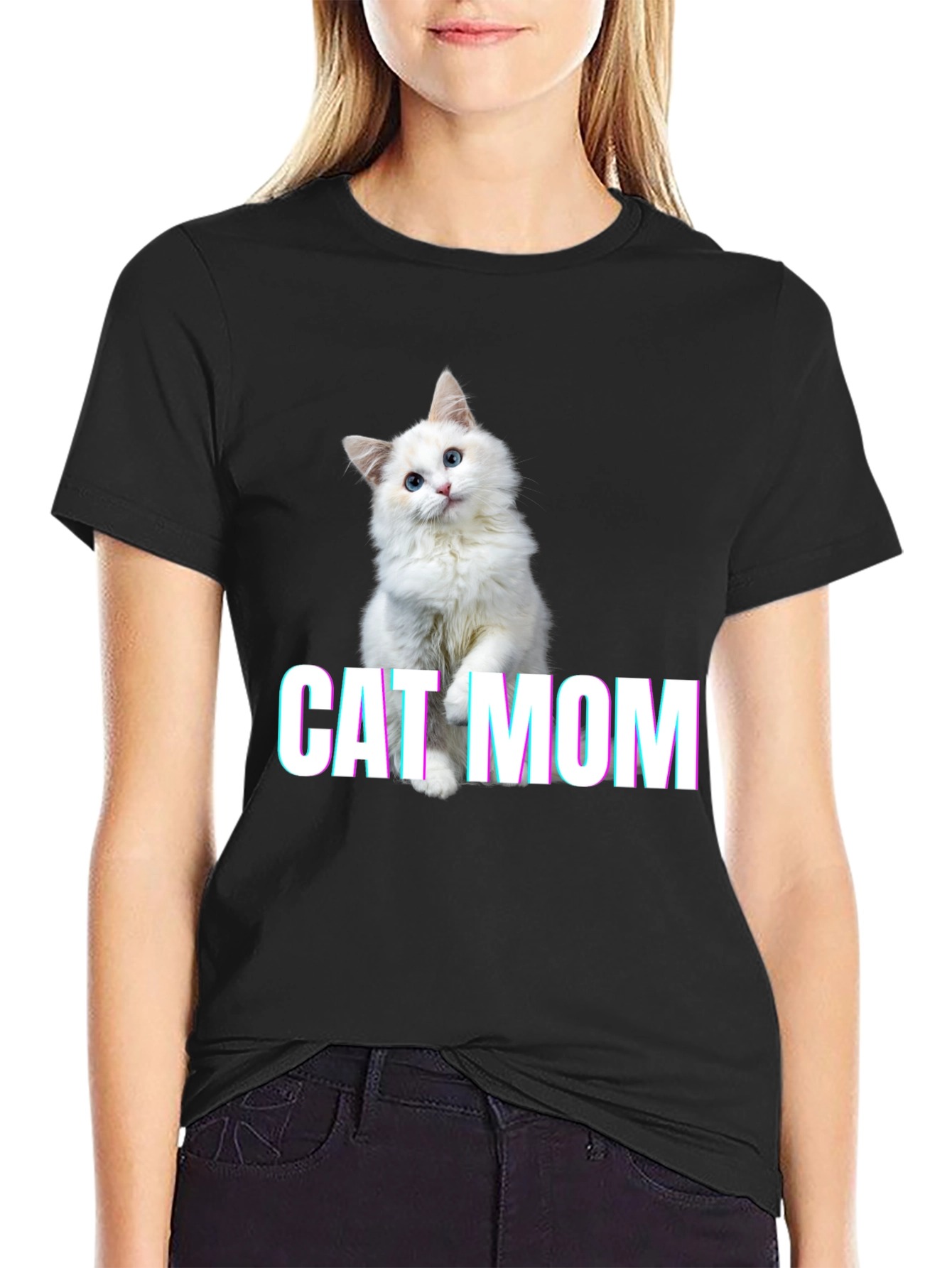 Cat Mom Graphic Tee - Soft Cotton Blend