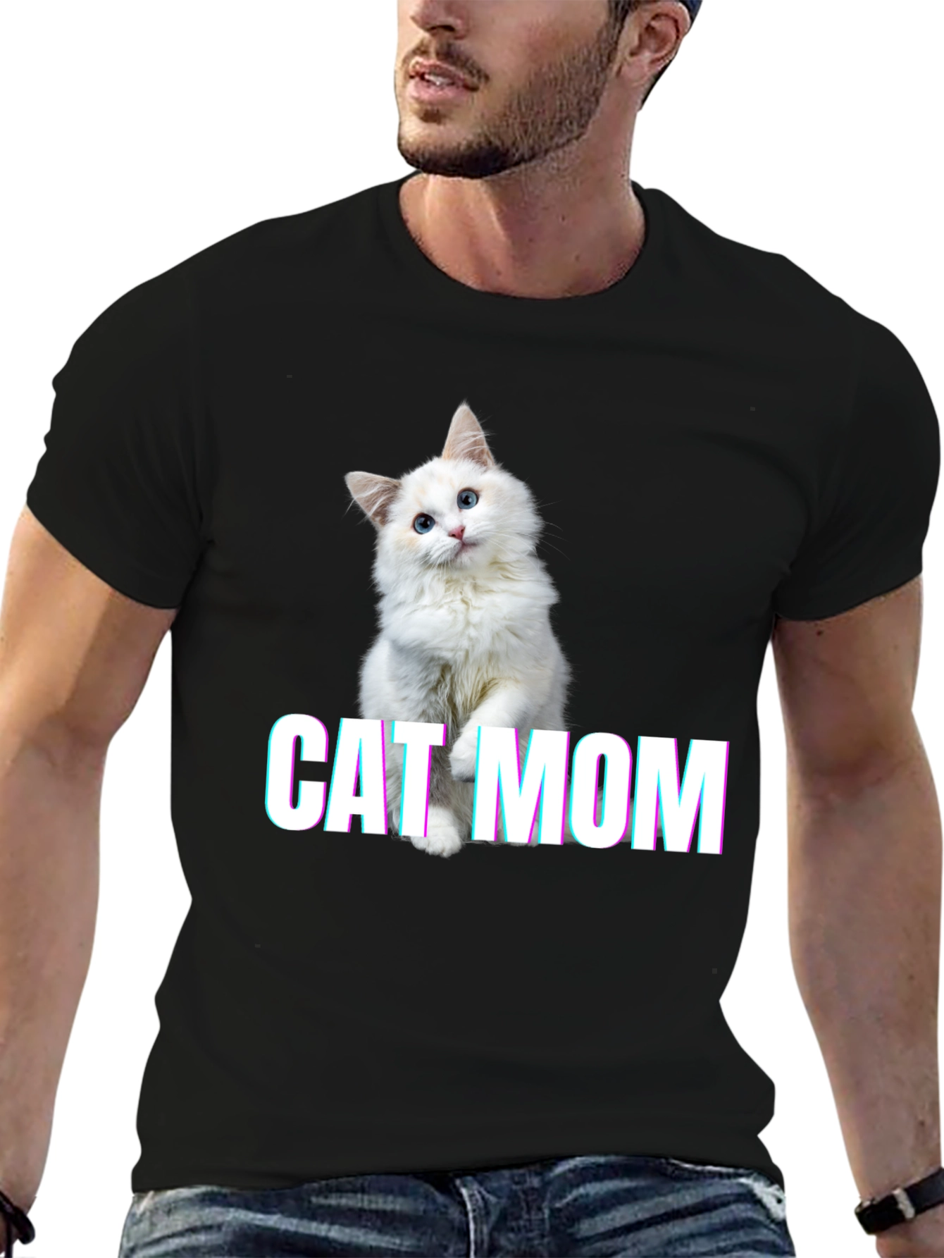 Cat Mom Graphic Tee - Soft Cotton Blend