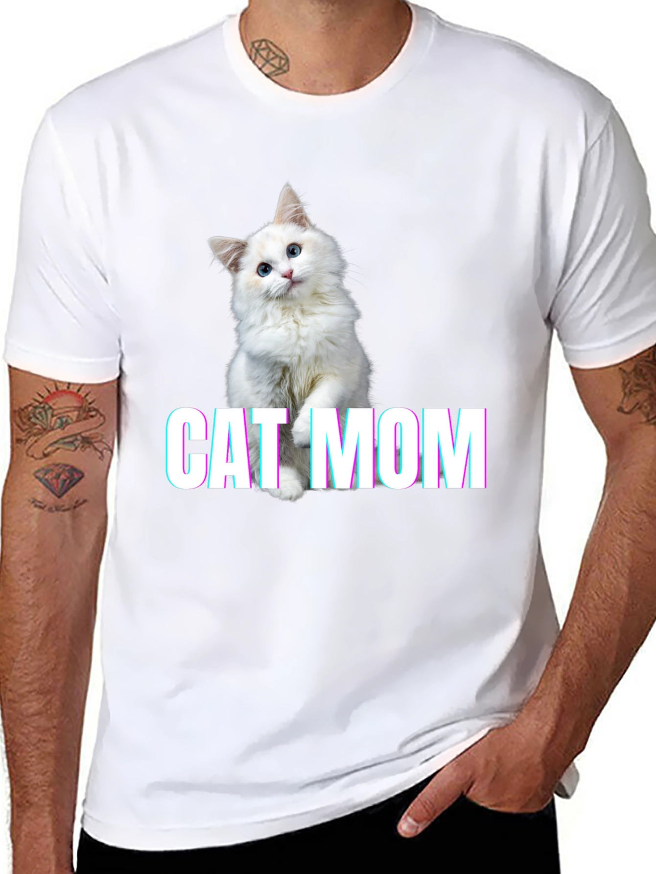 Cat Mom Graphic Tee - Soft Cotton Blend