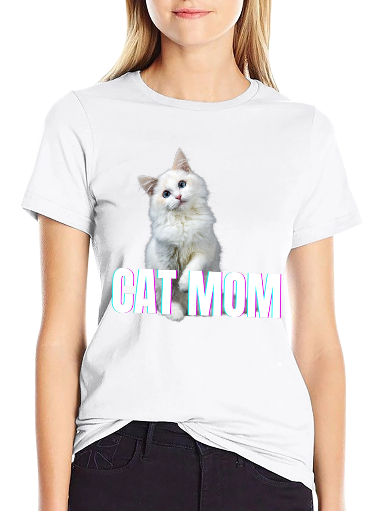 Cat Mom Graphic Tee - Soft Cotton Blend