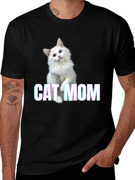 Cat Mom Graphic Tee - Soft Cotton Blend