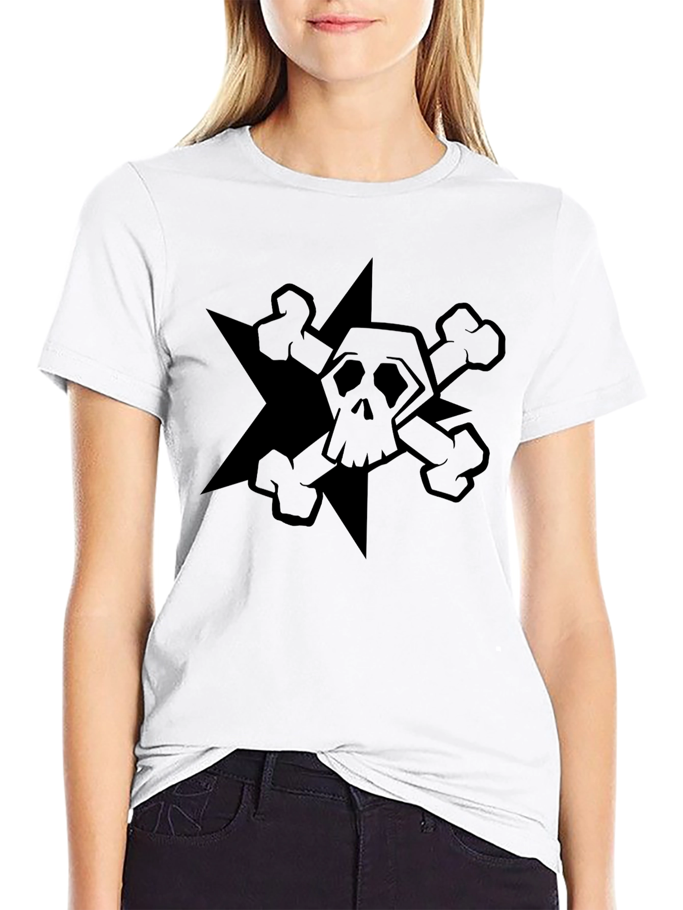 Skull and Crossbones Graphic T-Shirt - Black