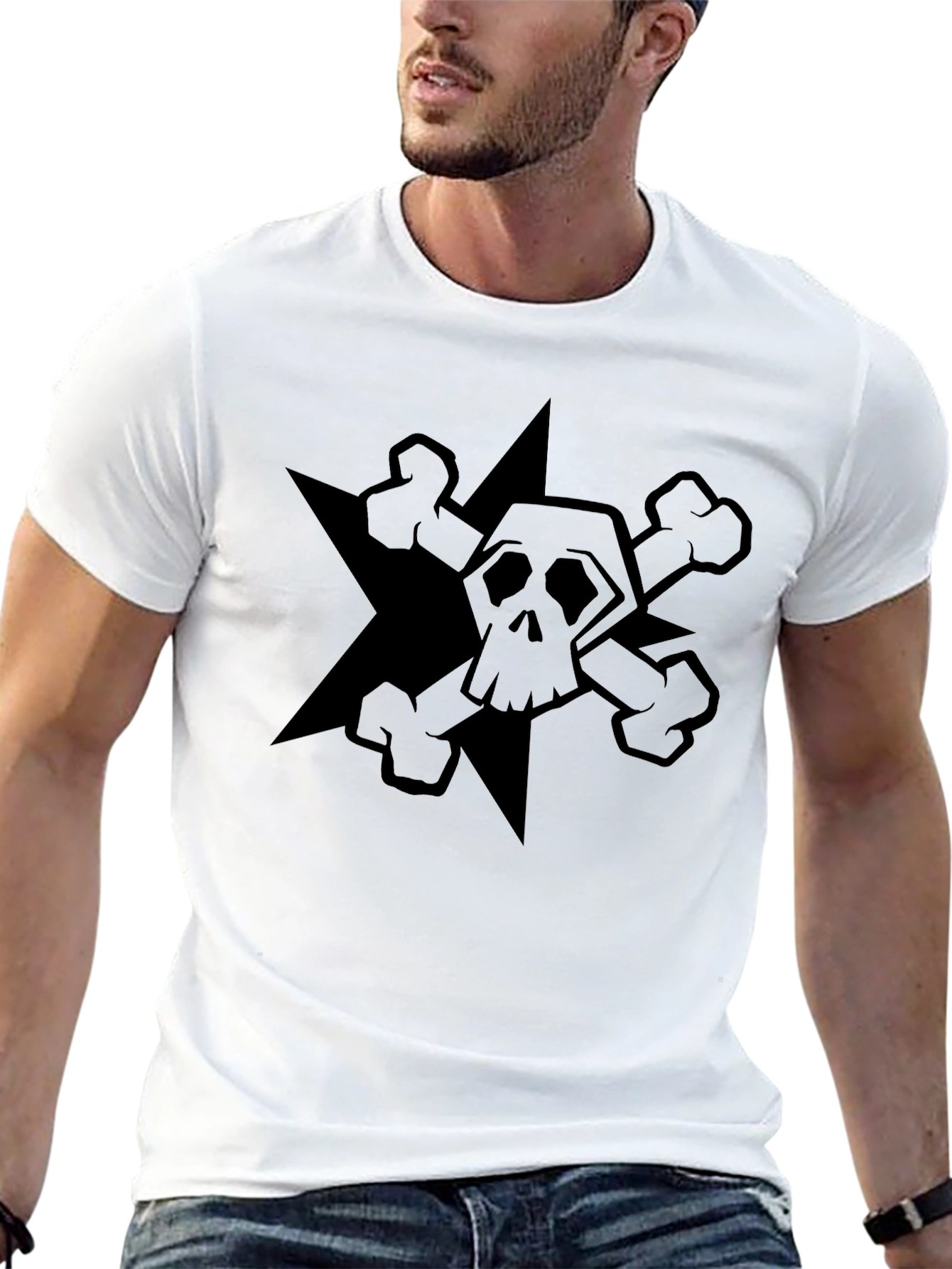 Skull and Crossbones Graphic T-Shirt - Black