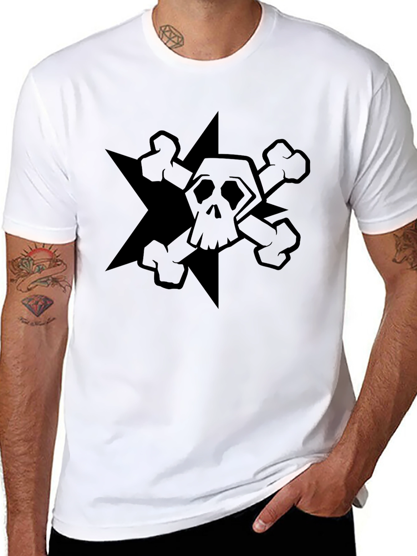 Skull and Crossbones Graphic T-Shirt - Black
