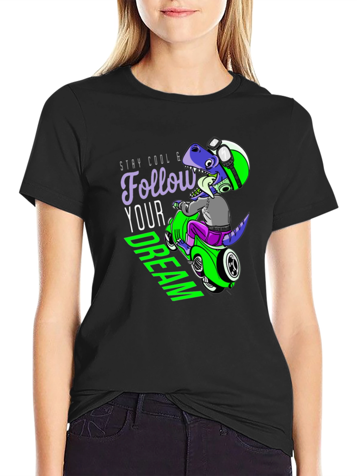 Cool Dino Scooter Graphic T-Shirt