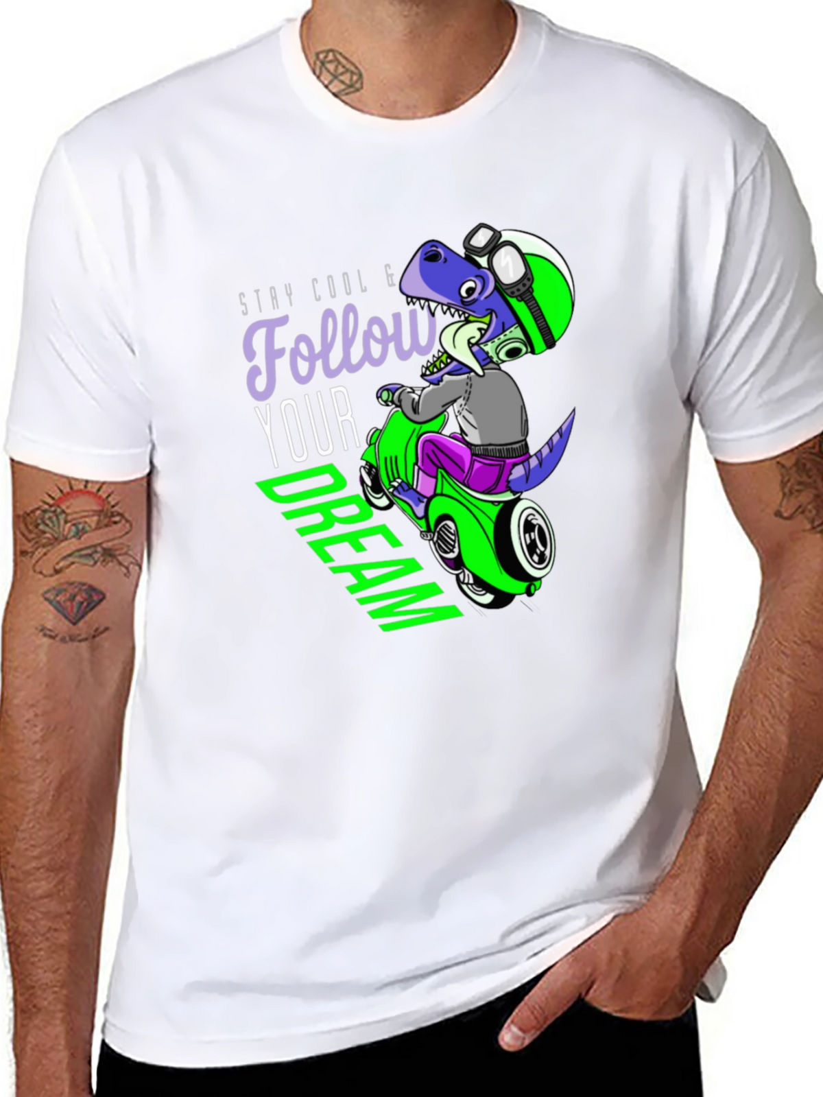 Cool Dino Scooter Graphic T-Shirt