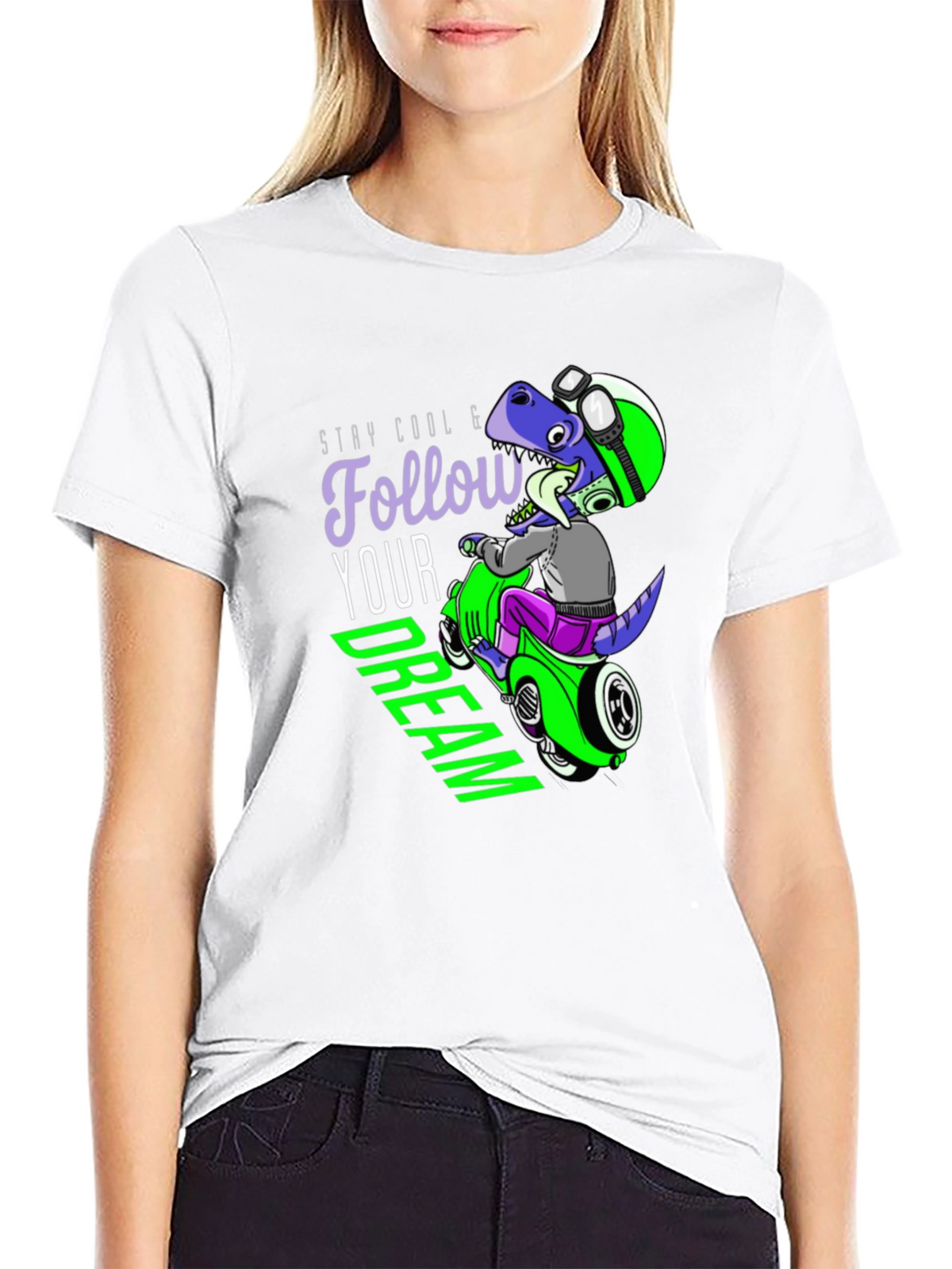 Cool Dino Scooter Graphic T-Shirt