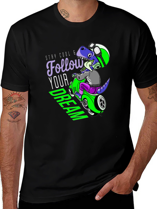 Cool Dino Scooter Graphic T-Shirt