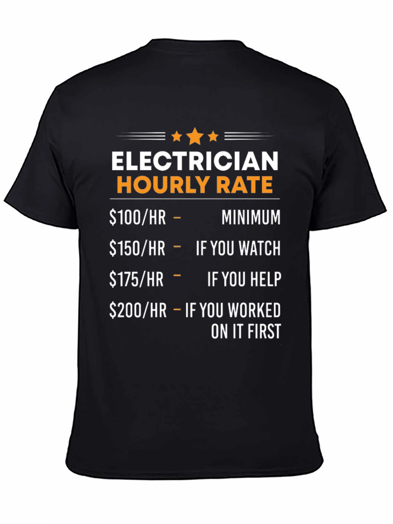 Electrician Hourly Rate Novelty Graphic Tee