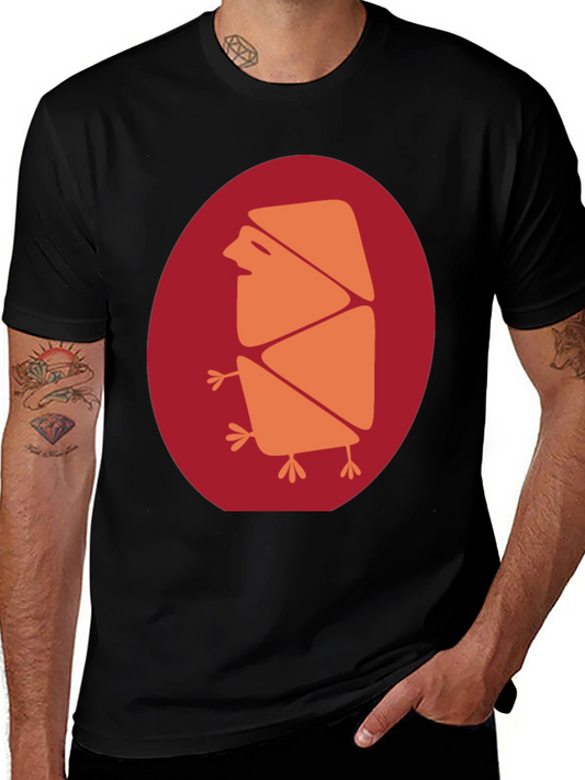 Abstract Bird Graphic Tee - Casual Black T-Shirt