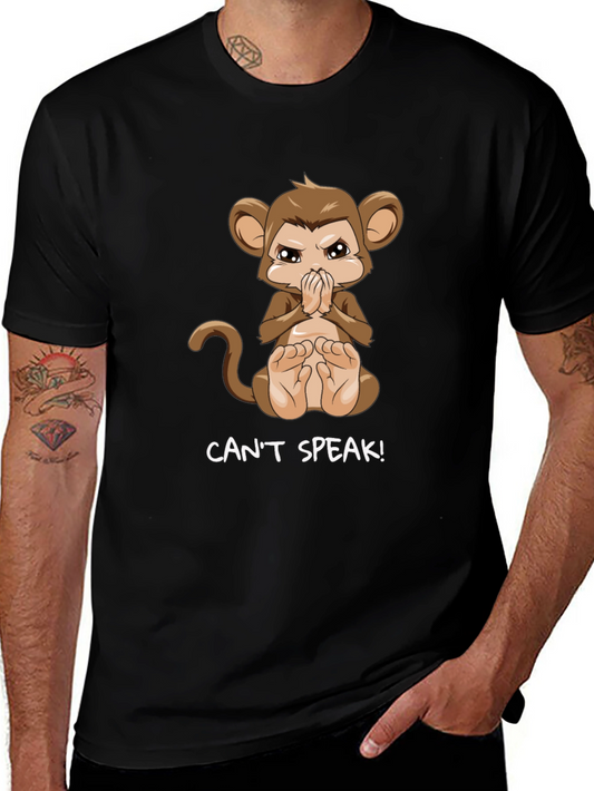 Speak No Evil Monkey Graphic Tee - Black Cotton T-Shirt