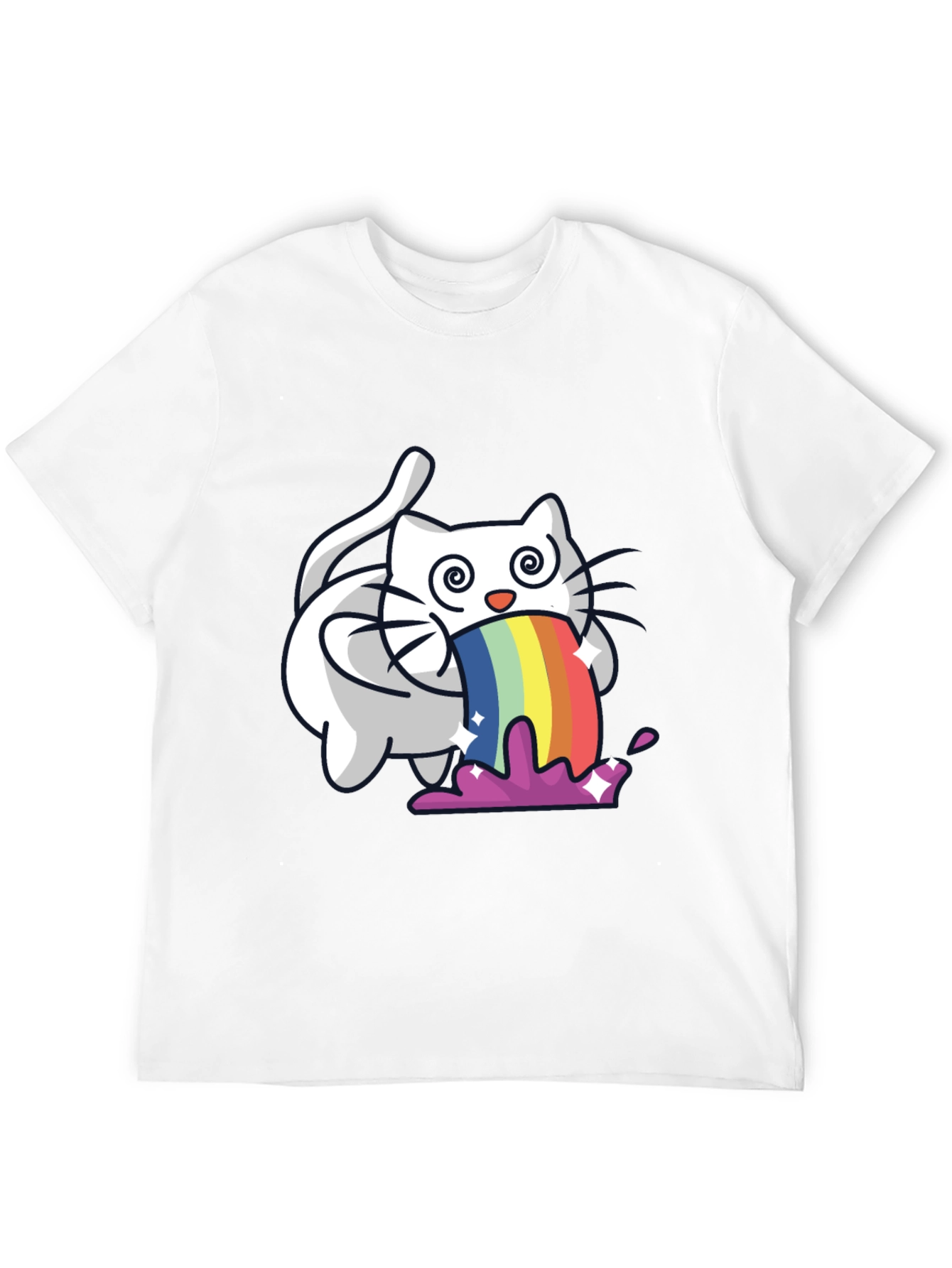 Rainbow Puking Cat T-Shirt - Funny Graphic Tee
