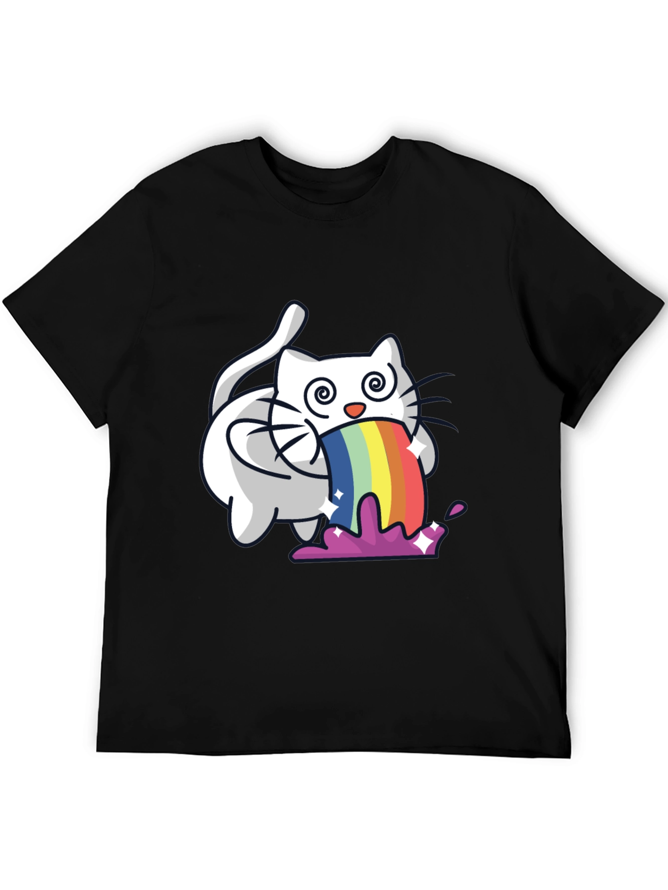 Rainbow Puking Cat T-Shirt - Funny Graphic Tee