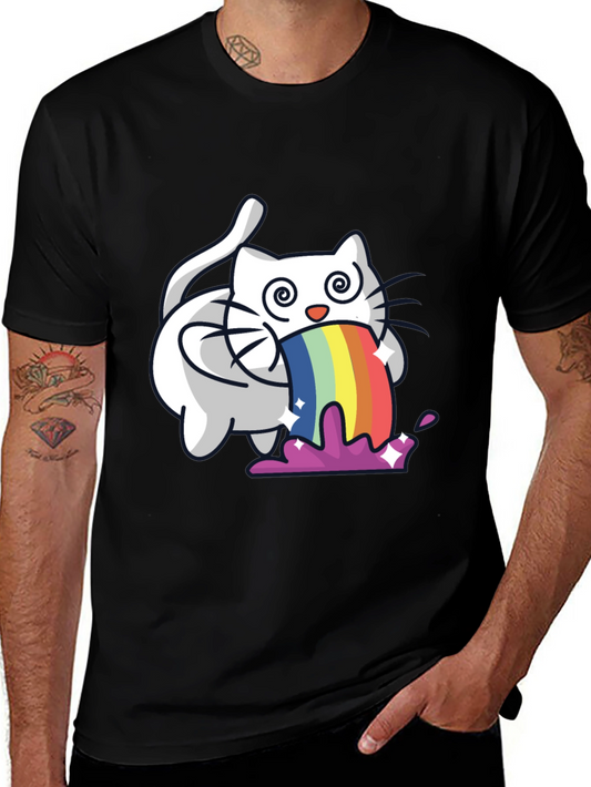 Rainbow Puking Cat T-Shirt - Funny Graphic Tee