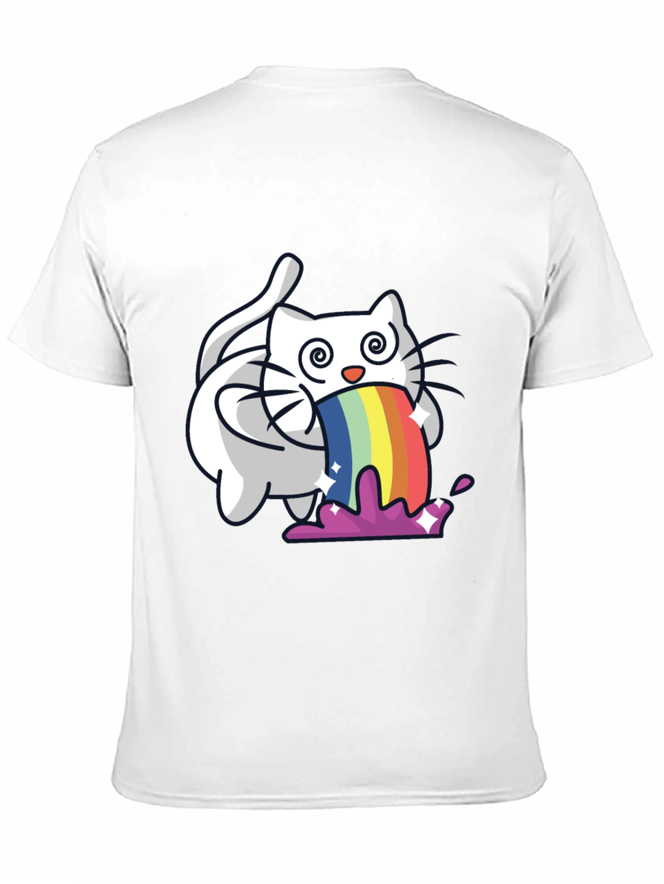 Rainbow Puking Cat T-Shirt - Funny Graphic Tee