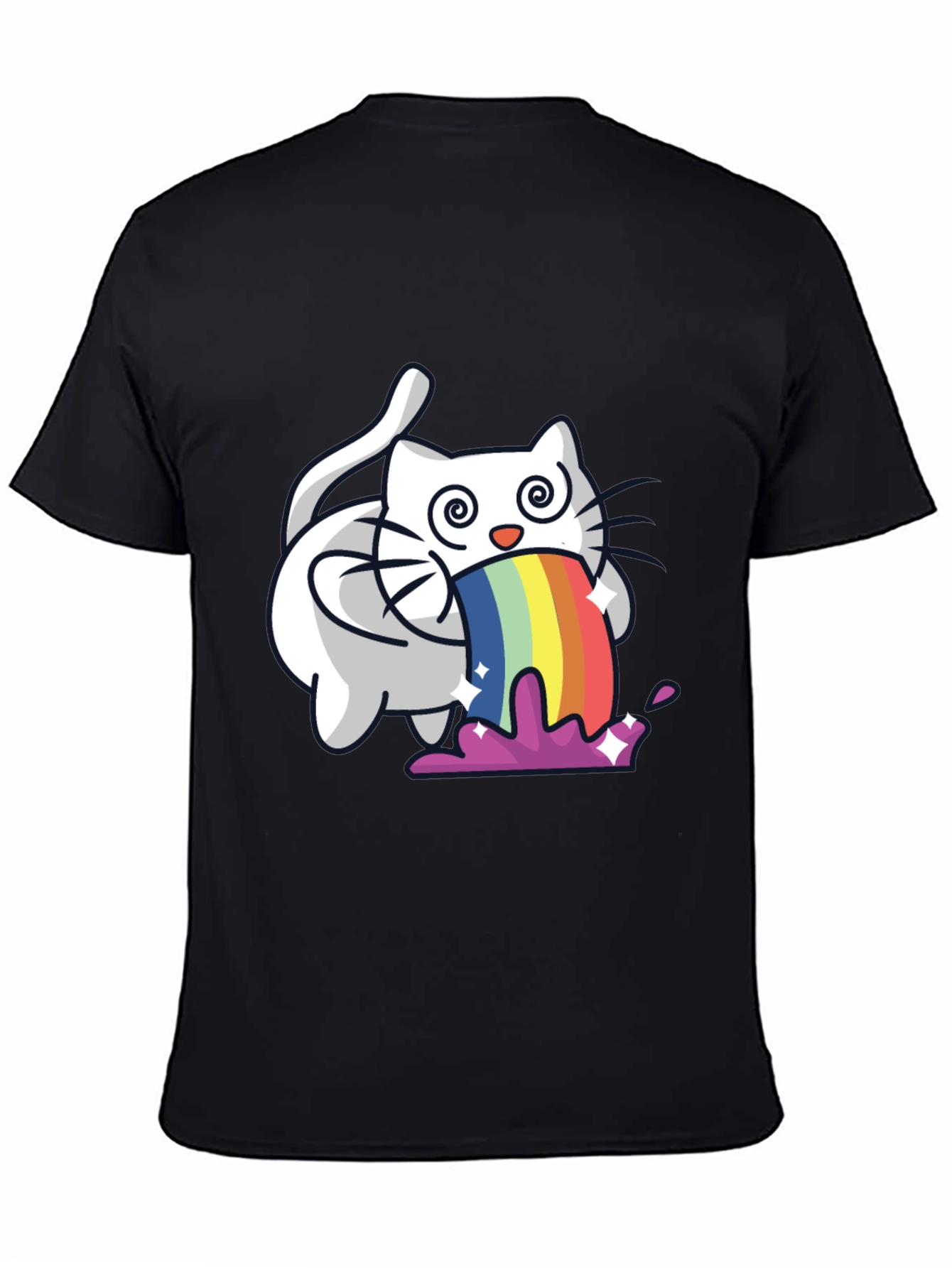 Rainbow Puking Cat T-Shirt - Funny Graphic Tee