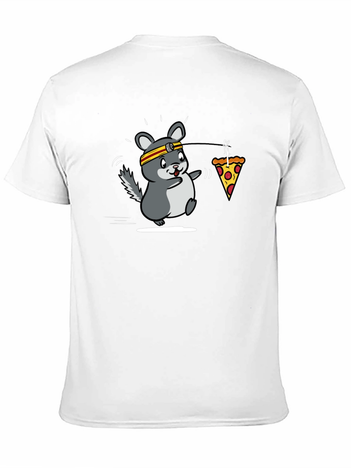 Funny Running Chinchilla Pizza Lover Black T-Shirt