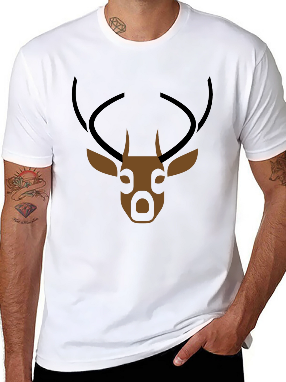 Mens Black Deer Graphic T-Shirt