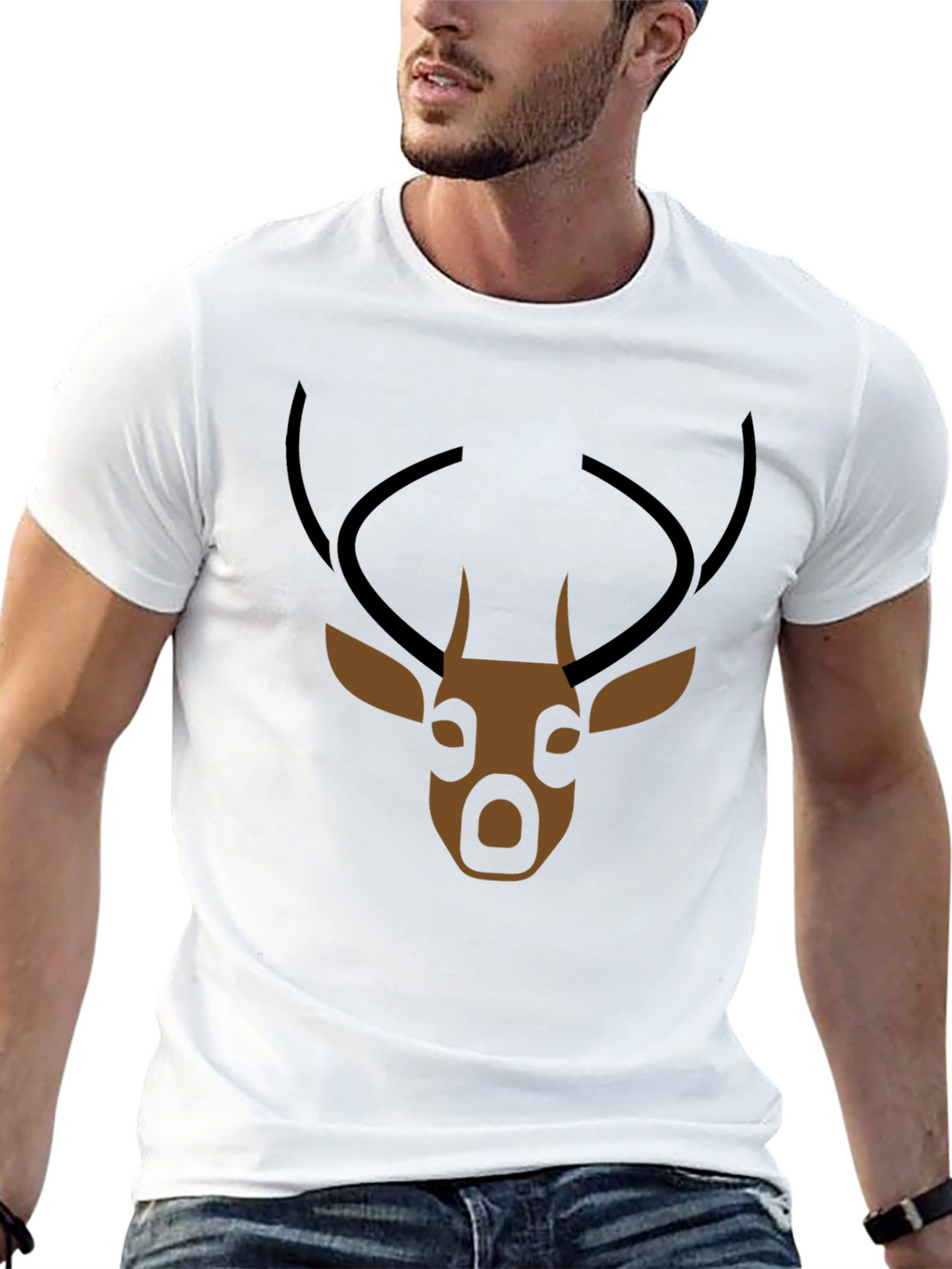 Mens Black Deer Graphic T-Shirt