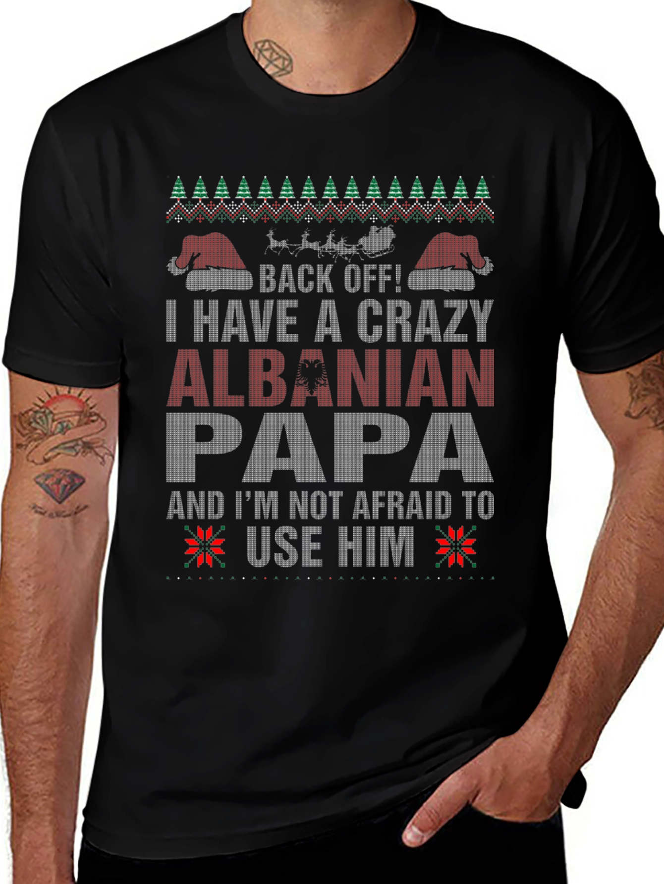 Crazy Albanian Papa Christmas T-Shirt