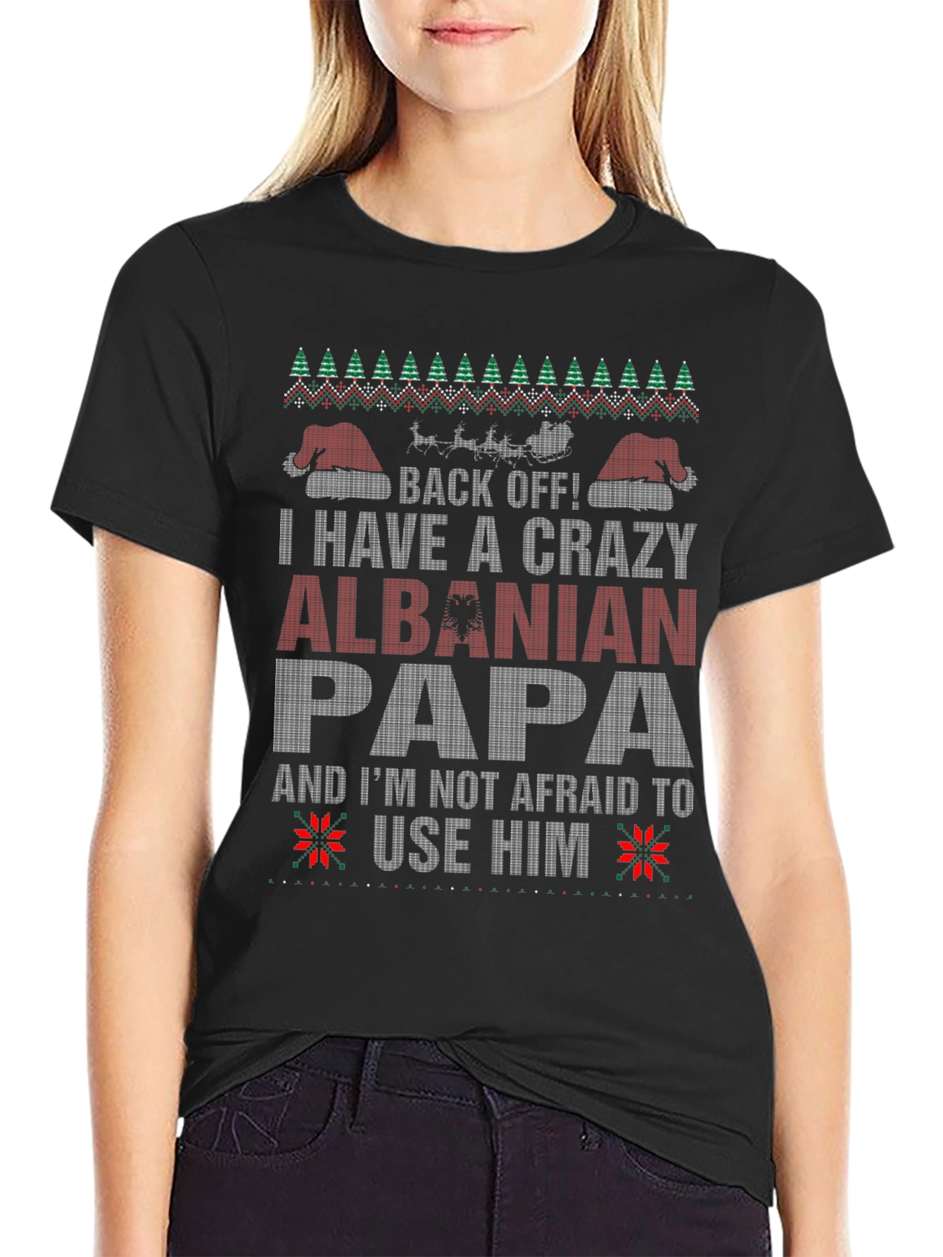 Crazy Albanian Papa Christmas T-Shirt