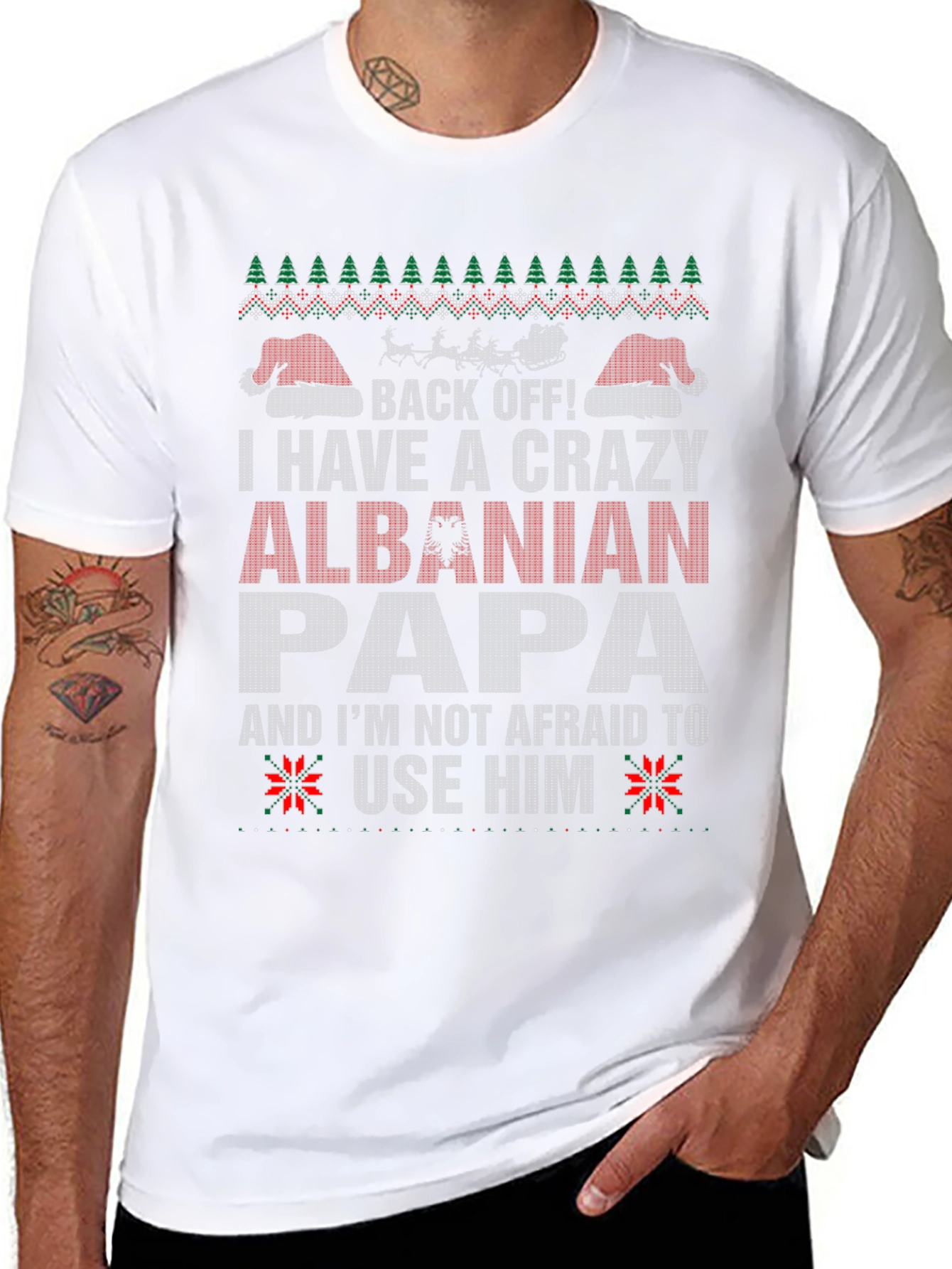 Crazy Albanian Papa Christmas T-Shirt