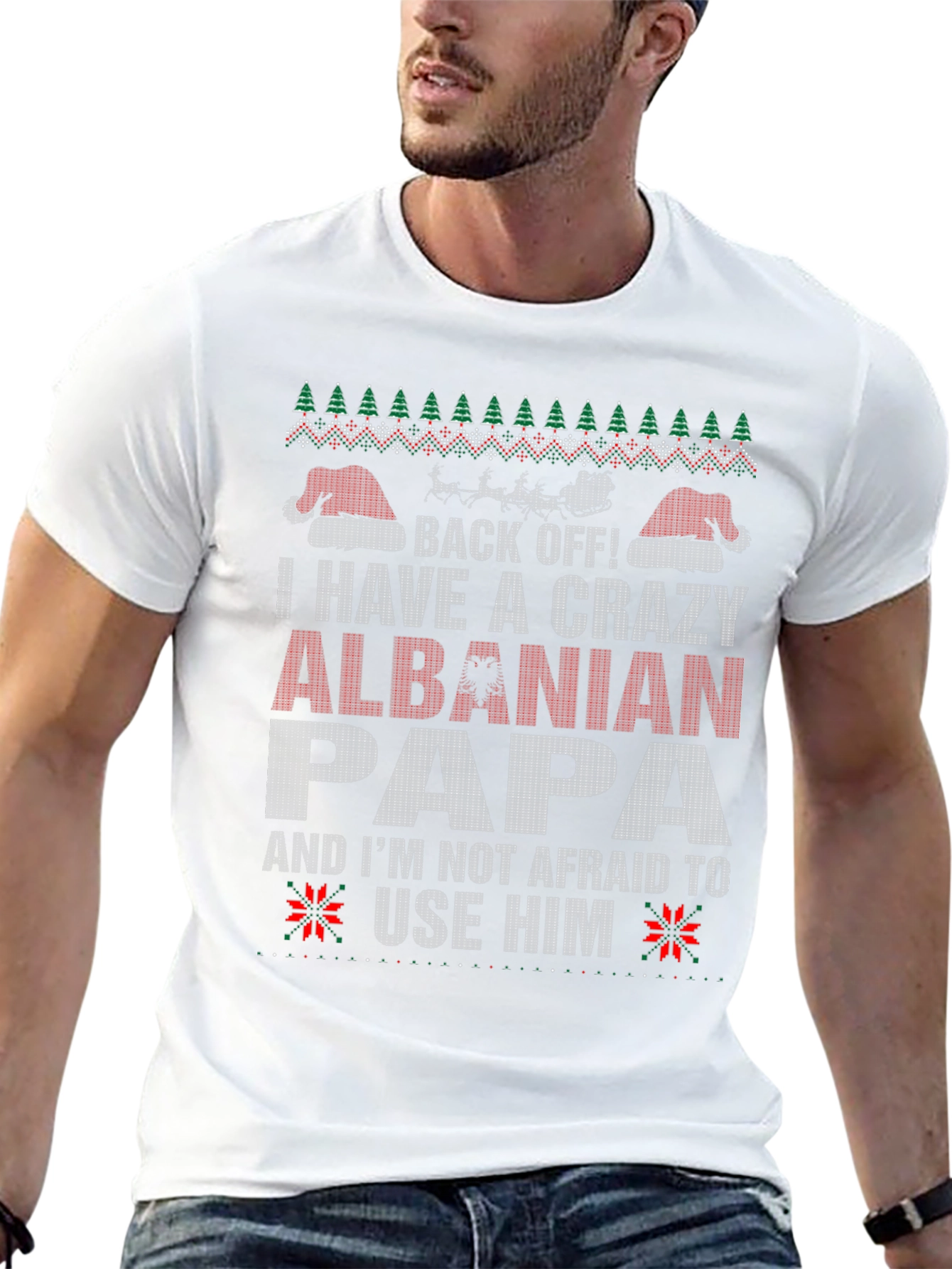 Crazy Albanian Papa Christmas T-Shirt