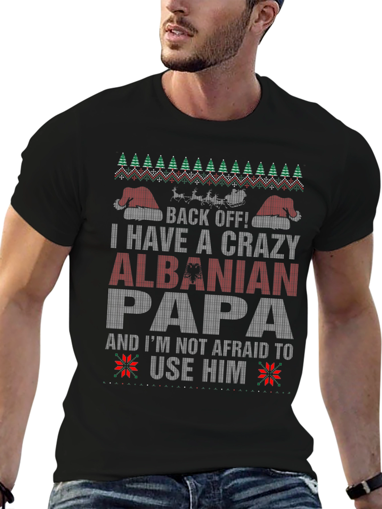 Crazy Albanian Papa Christmas T-Shirt