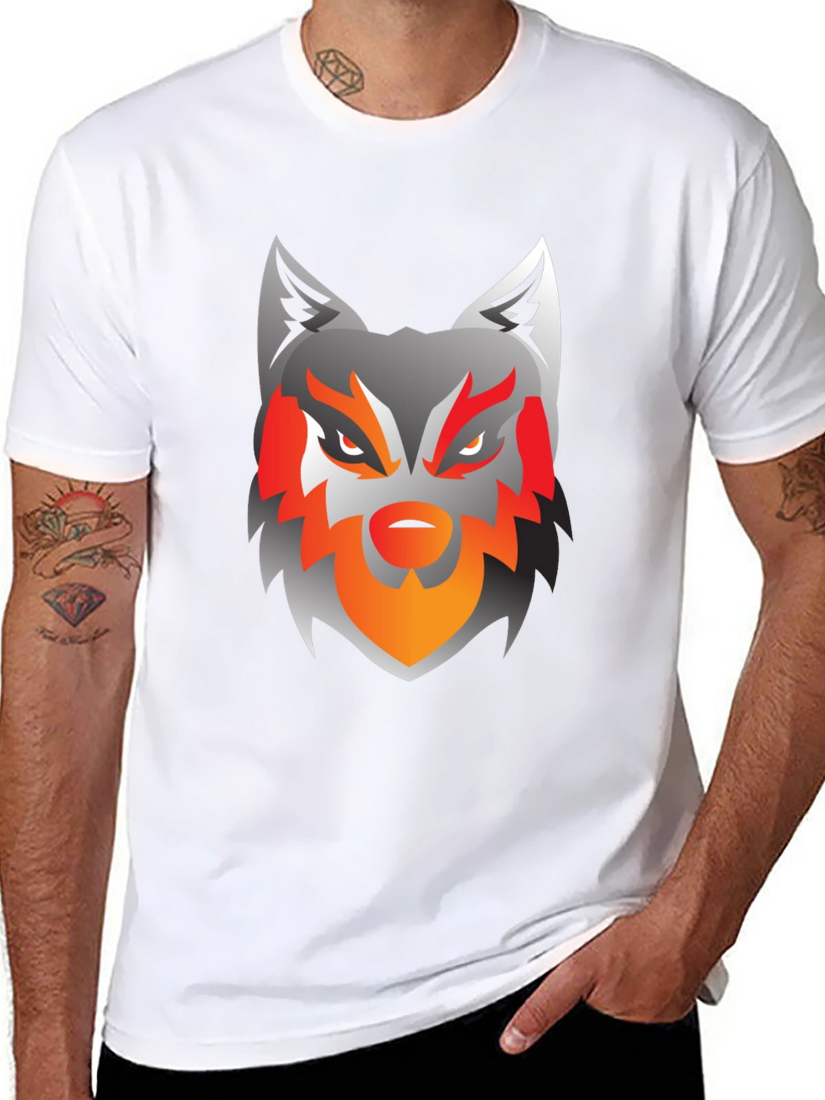 Mens Black Wolf Graphic Tee