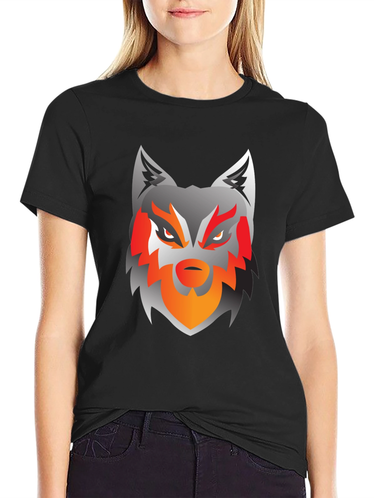 Mens Black Wolf Graphic Tee