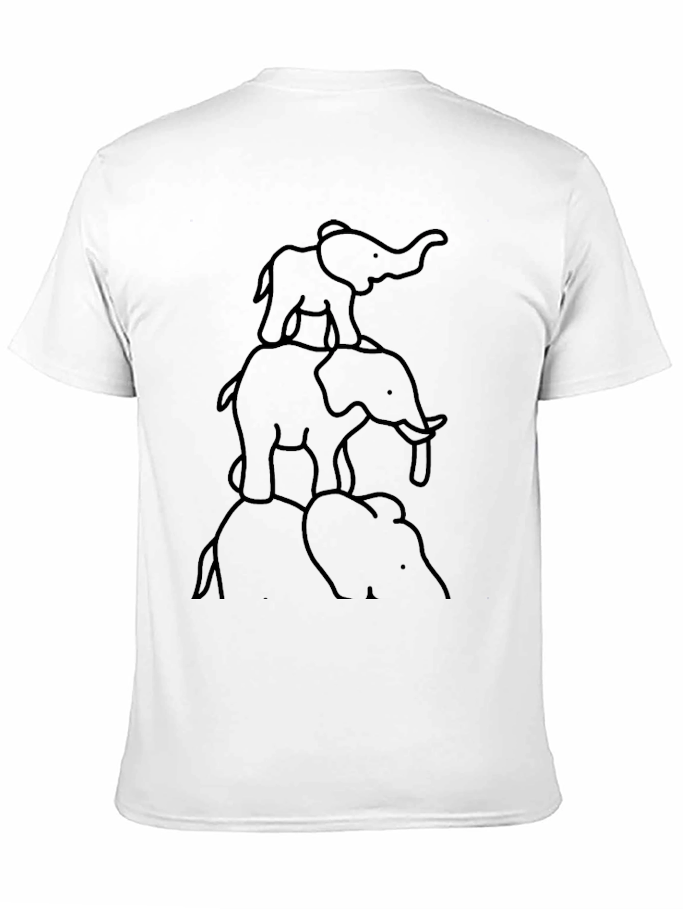Elephant Stack Graphic Tee - Black Cotton T-Shirt