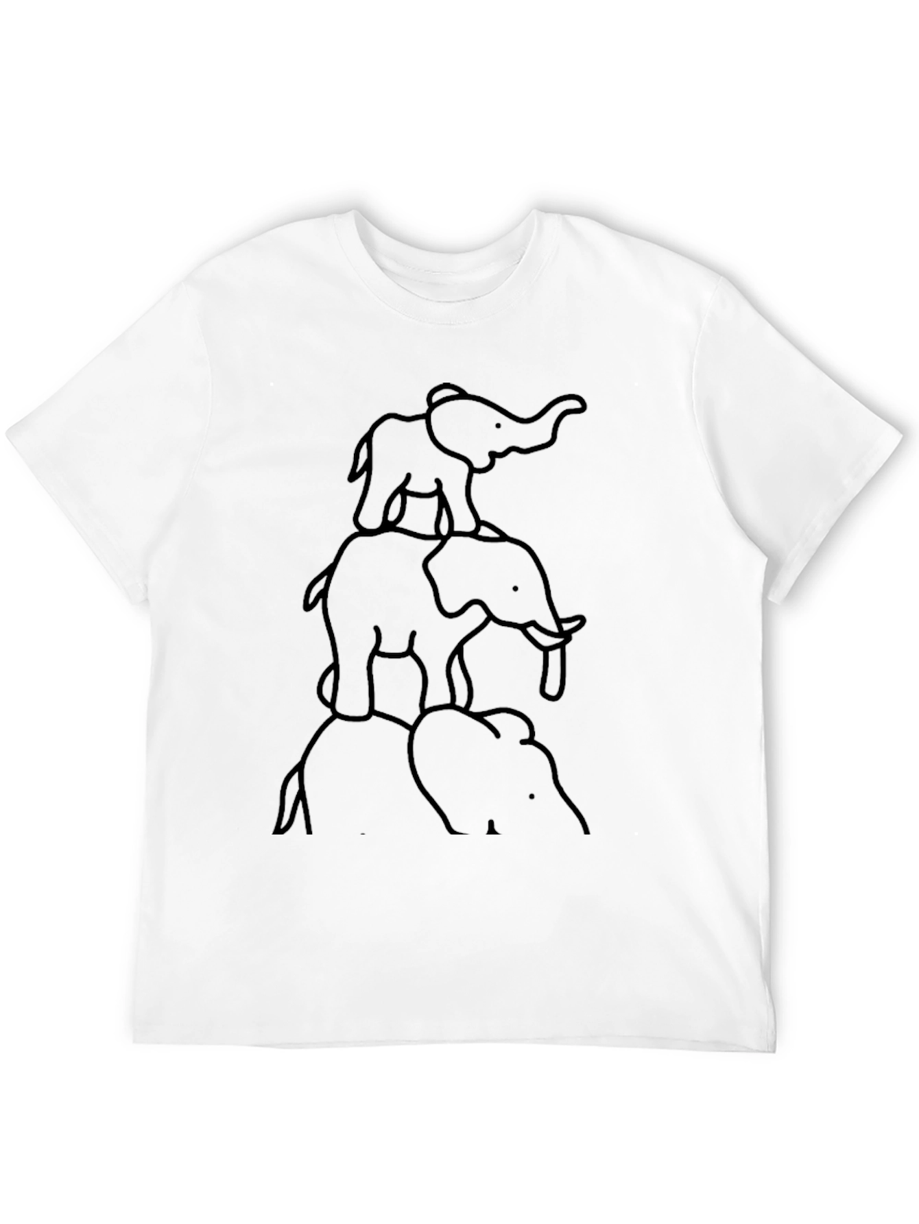 Elephant Stack Graphic Tee - Black Cotton T-Shirt