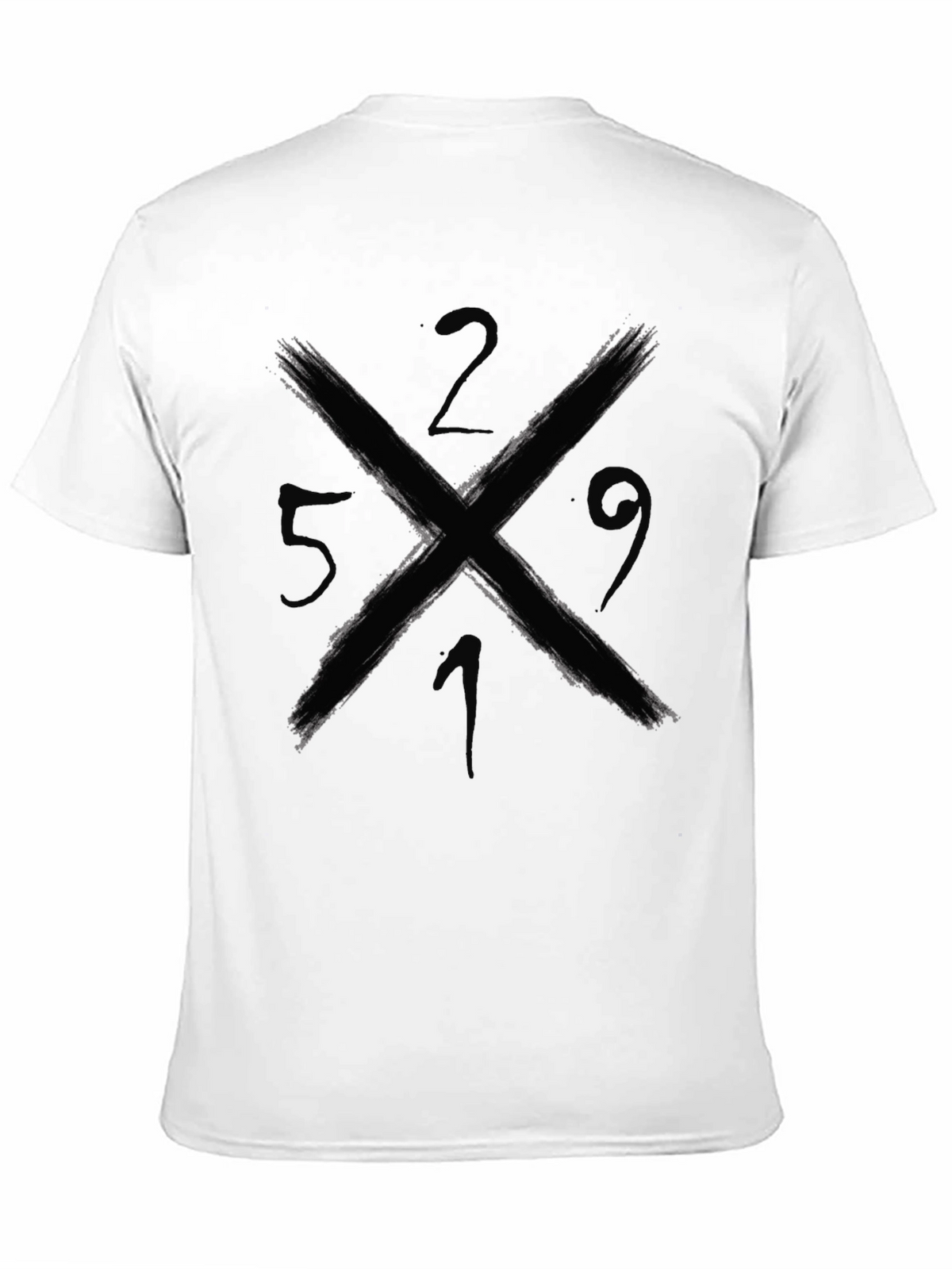 Graphic Tee - Brushed Cross & Numbers Design